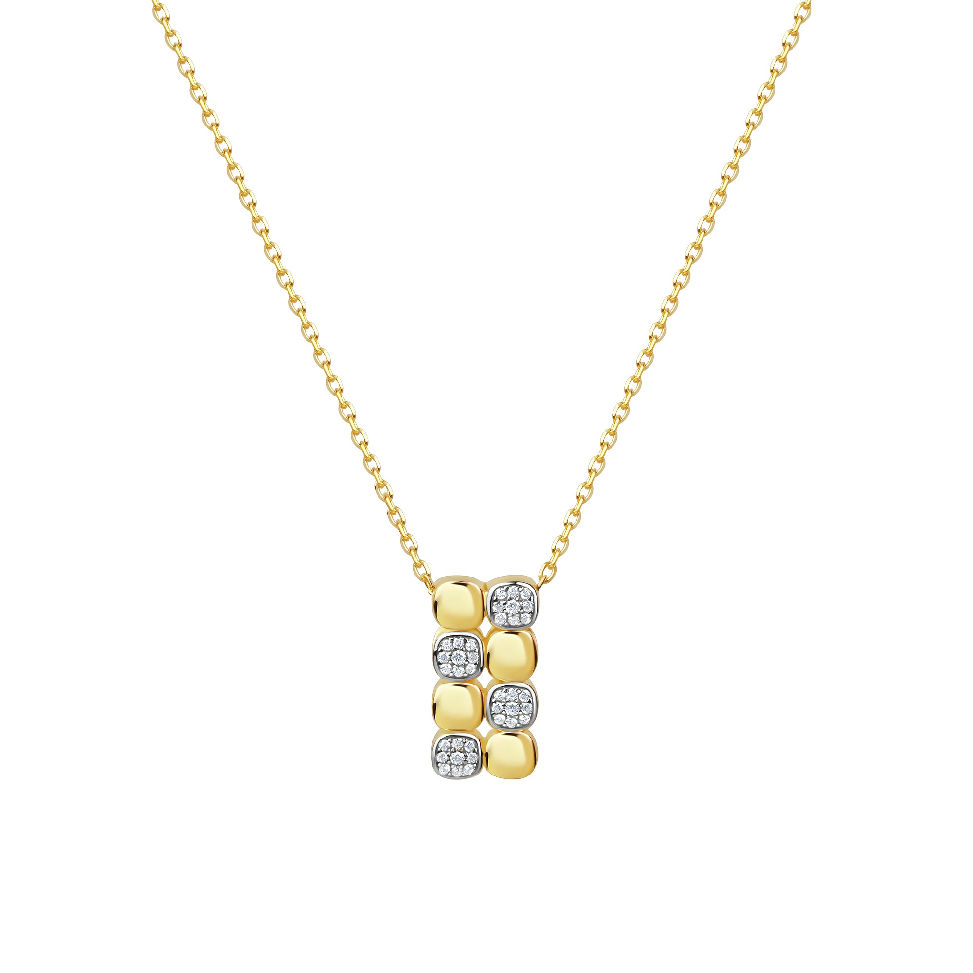 Anhänger mit Kette 925 Sterling Silber vergoldet und rhodiniert Zirkonia