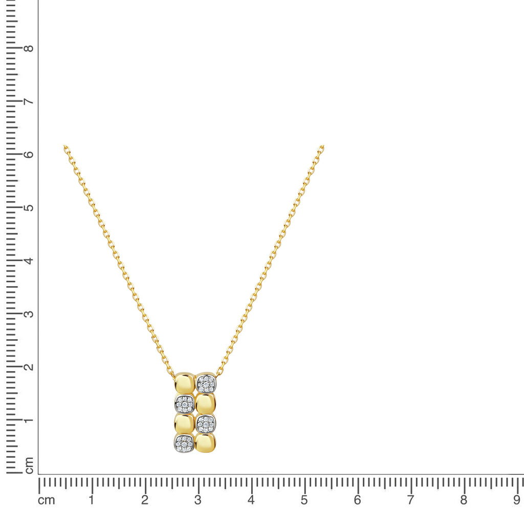 Anhänger mit Kette 925 Sterling Silber vergoldet und rhodiniert Zirkonia