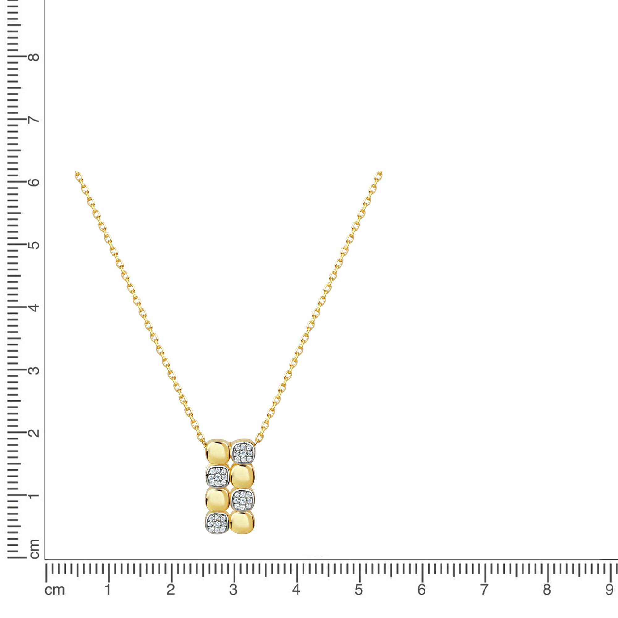 Anhänger mit Kette 925 Sterling Silber vergoldet und rhodiniert Zirkonia