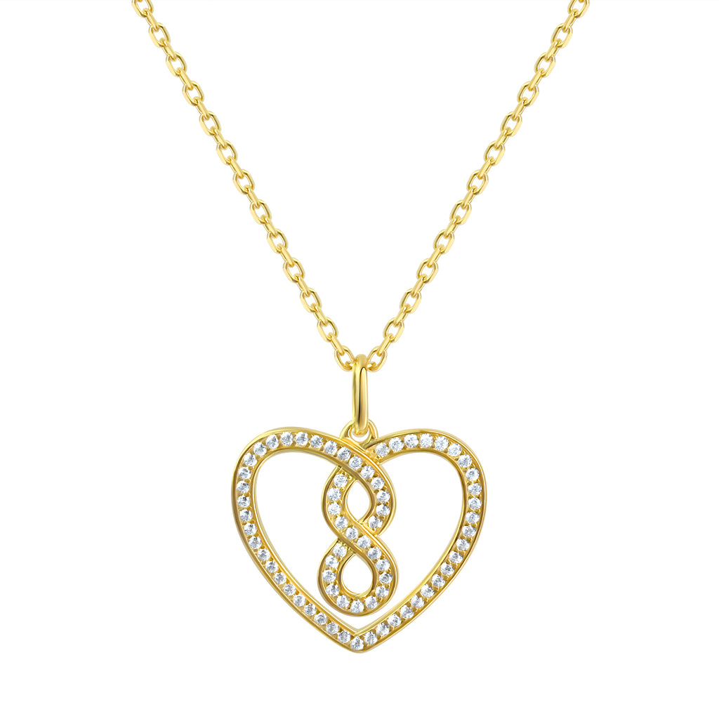 Anhänger mit Kette 925 Sterling Silber vergoldet Herz Zirkonia