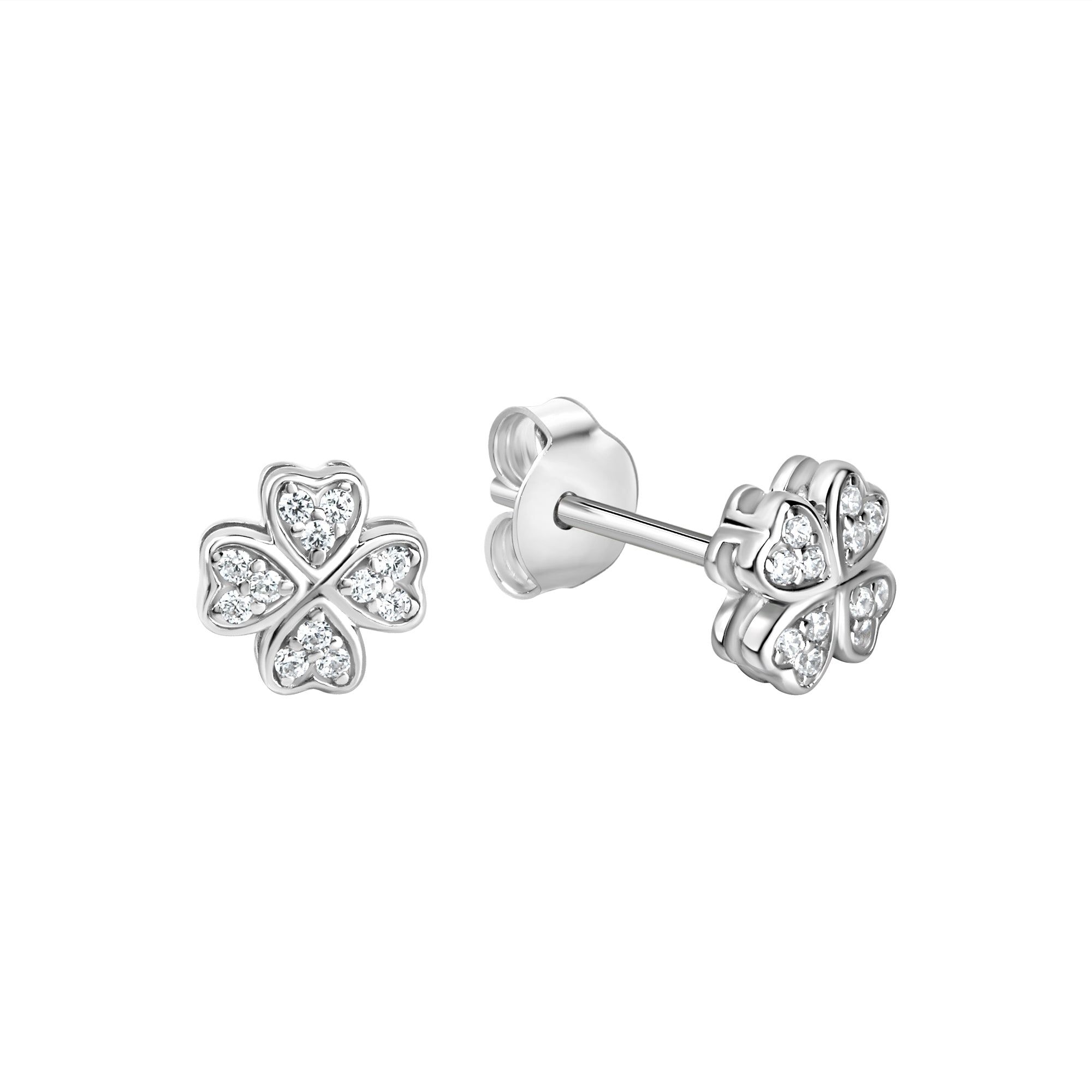 Ohrstecker 925 Sterling Silber rhodiniert Zirkonia