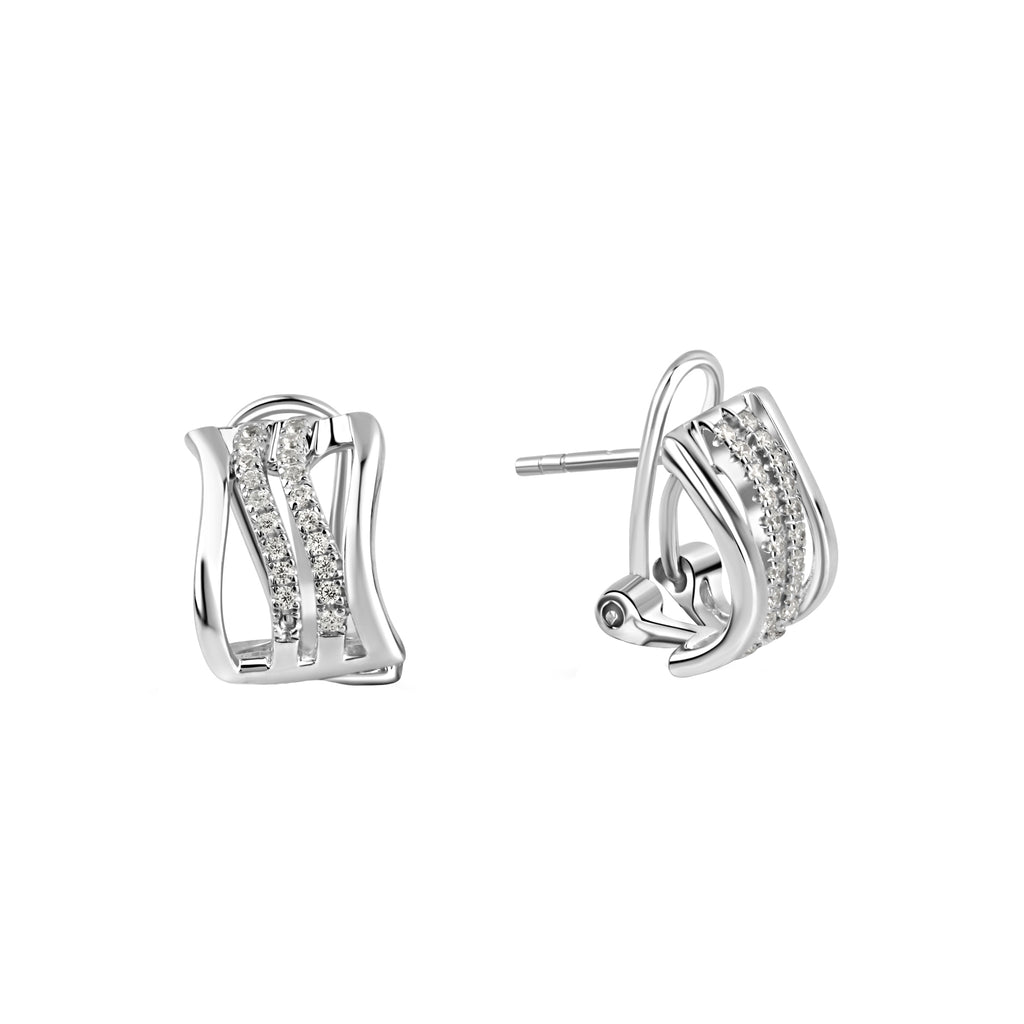 Ohrstecker 925 Sterling Silber rhodiniert Zirkonia