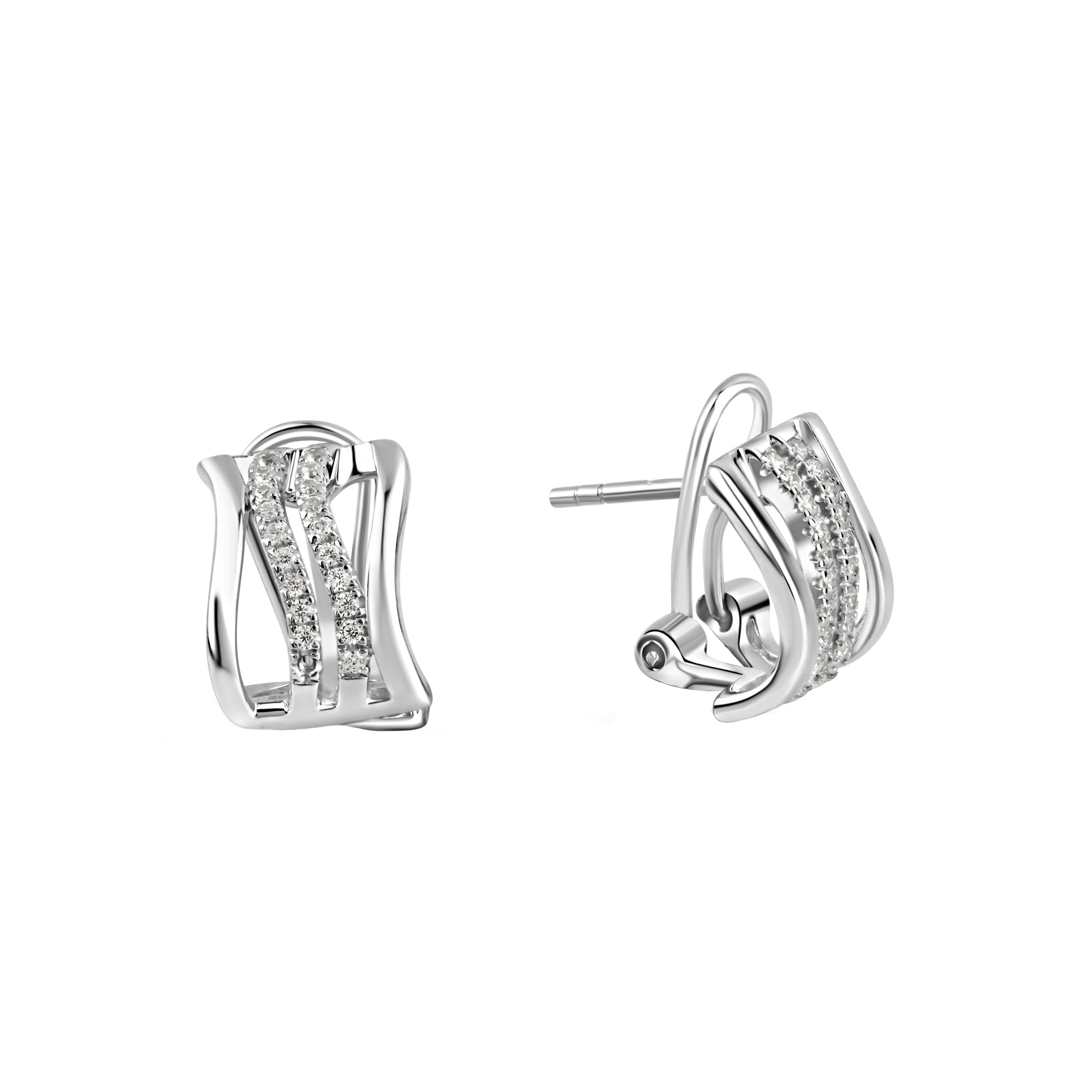 Ohrstecker 925 Sterling Silber rhodiniert Zirkonia