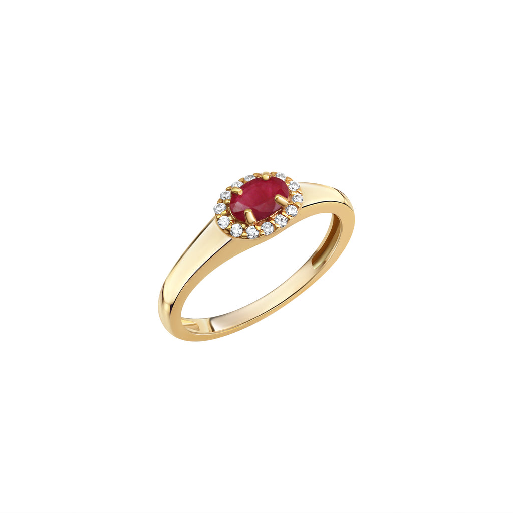 Ring 333 Gelbgold Rubin und Zirkonia