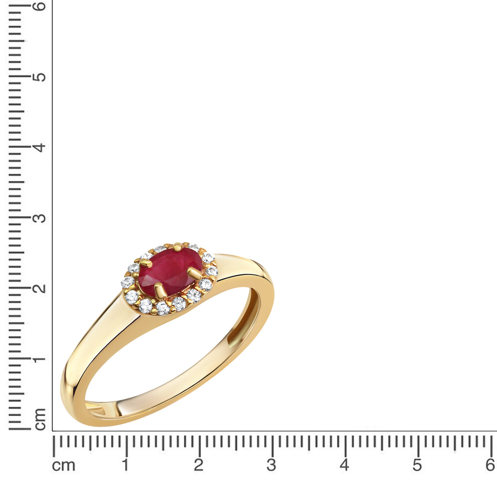 Ring 333 Gelbgold Rubin und Zirkonia