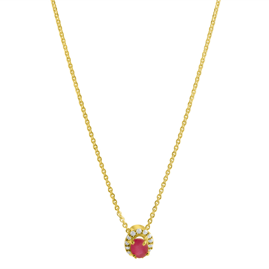 Collier 333/- Gelbgold glanz Rubin/Zirkonia