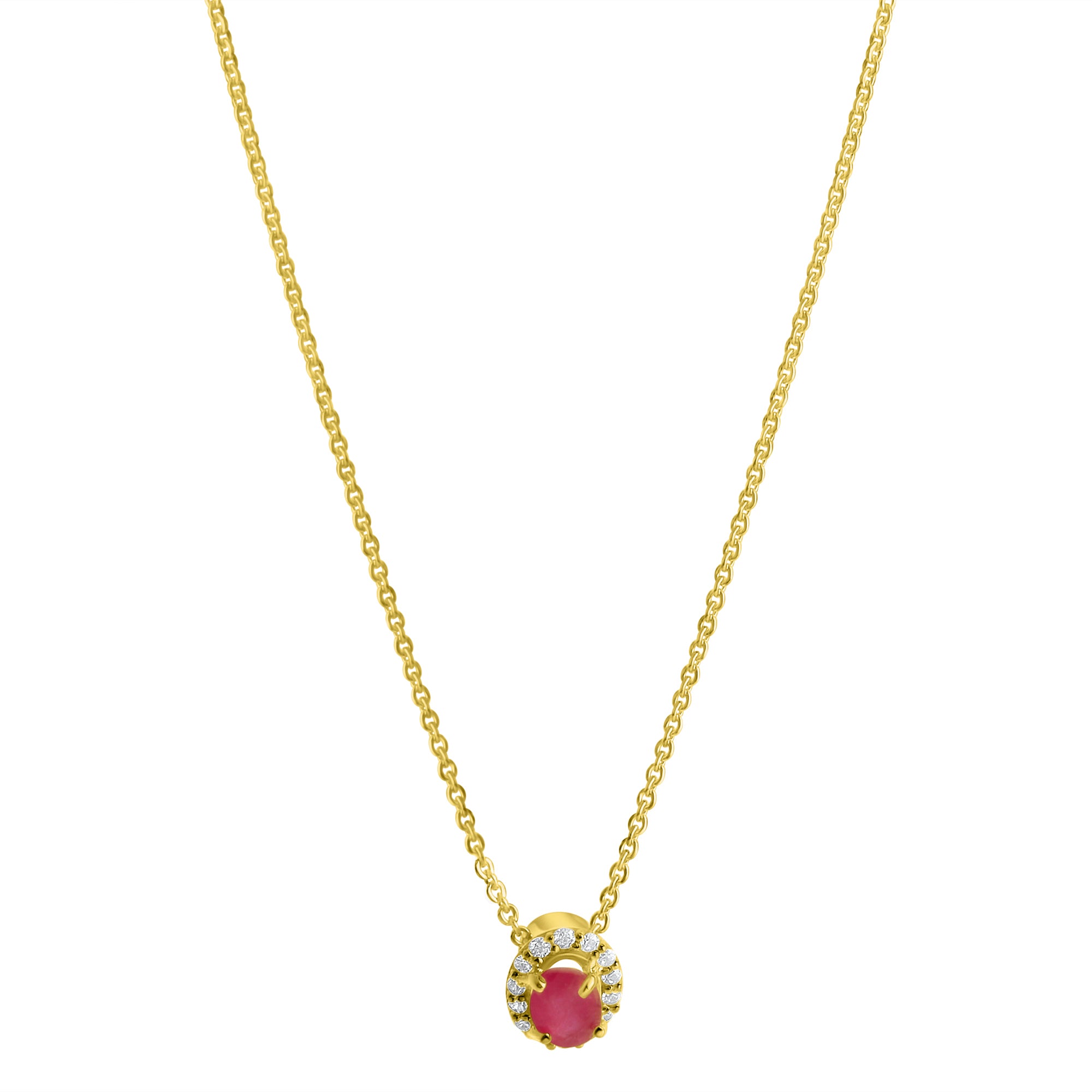 Collier 333/- Gelbgold glanz Rubin/Zirkonia