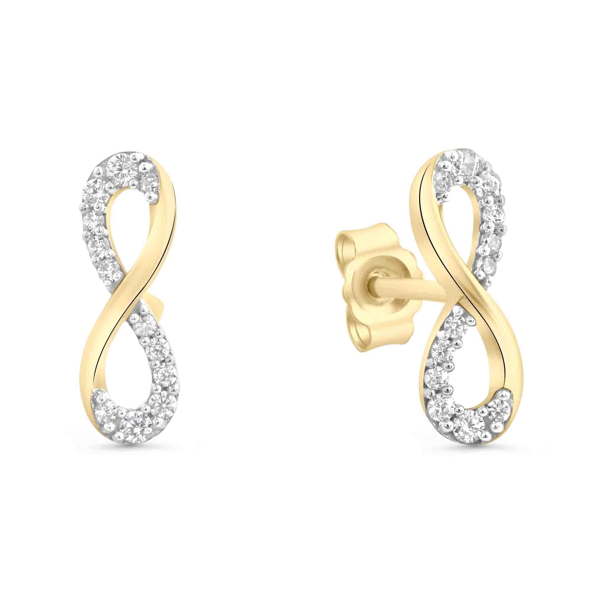 Ohrstecker 333/- Gelbgold glanz bicolorZirkonia Infinity