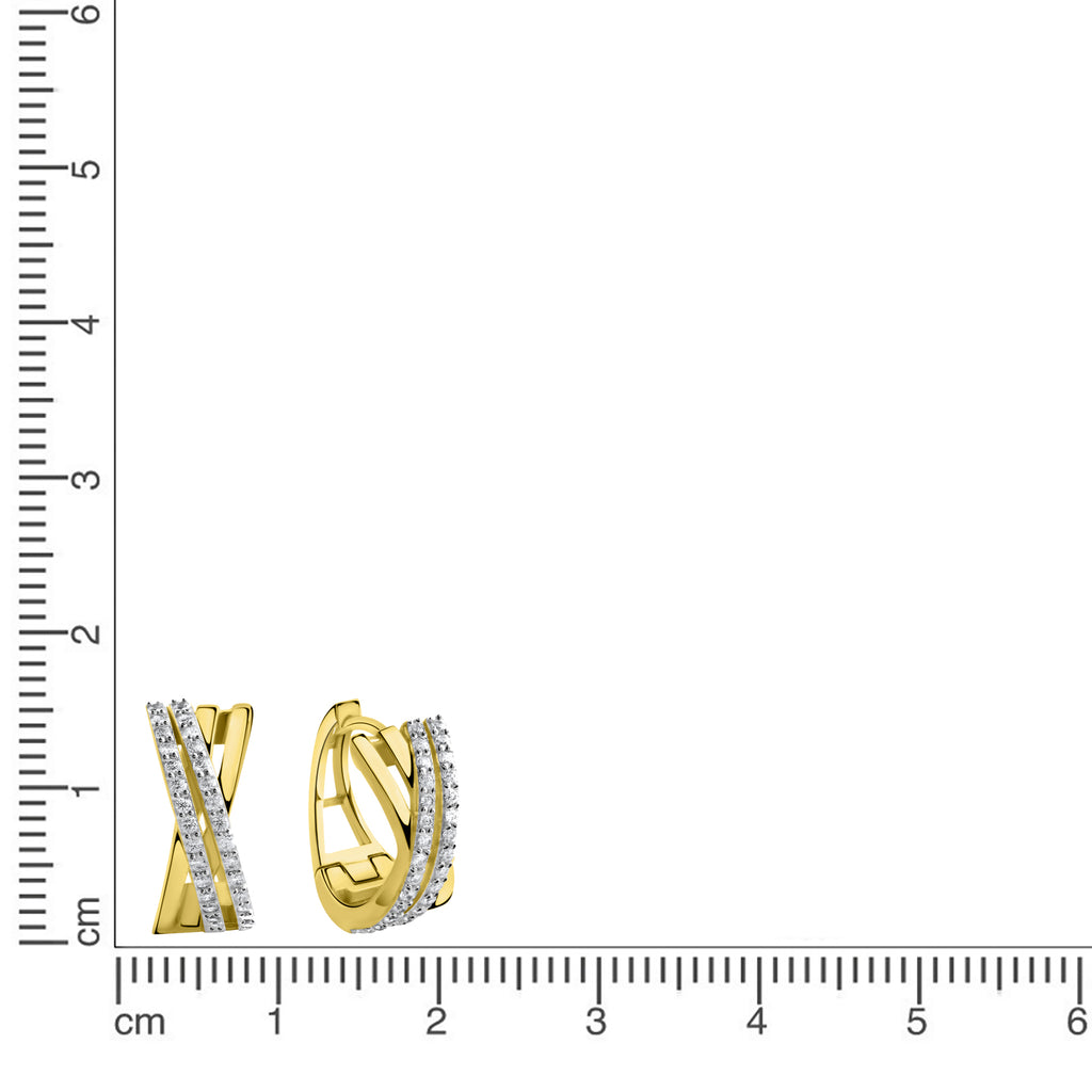 Creolen 375/- Gelbgold bicolor glanz Zirkonia