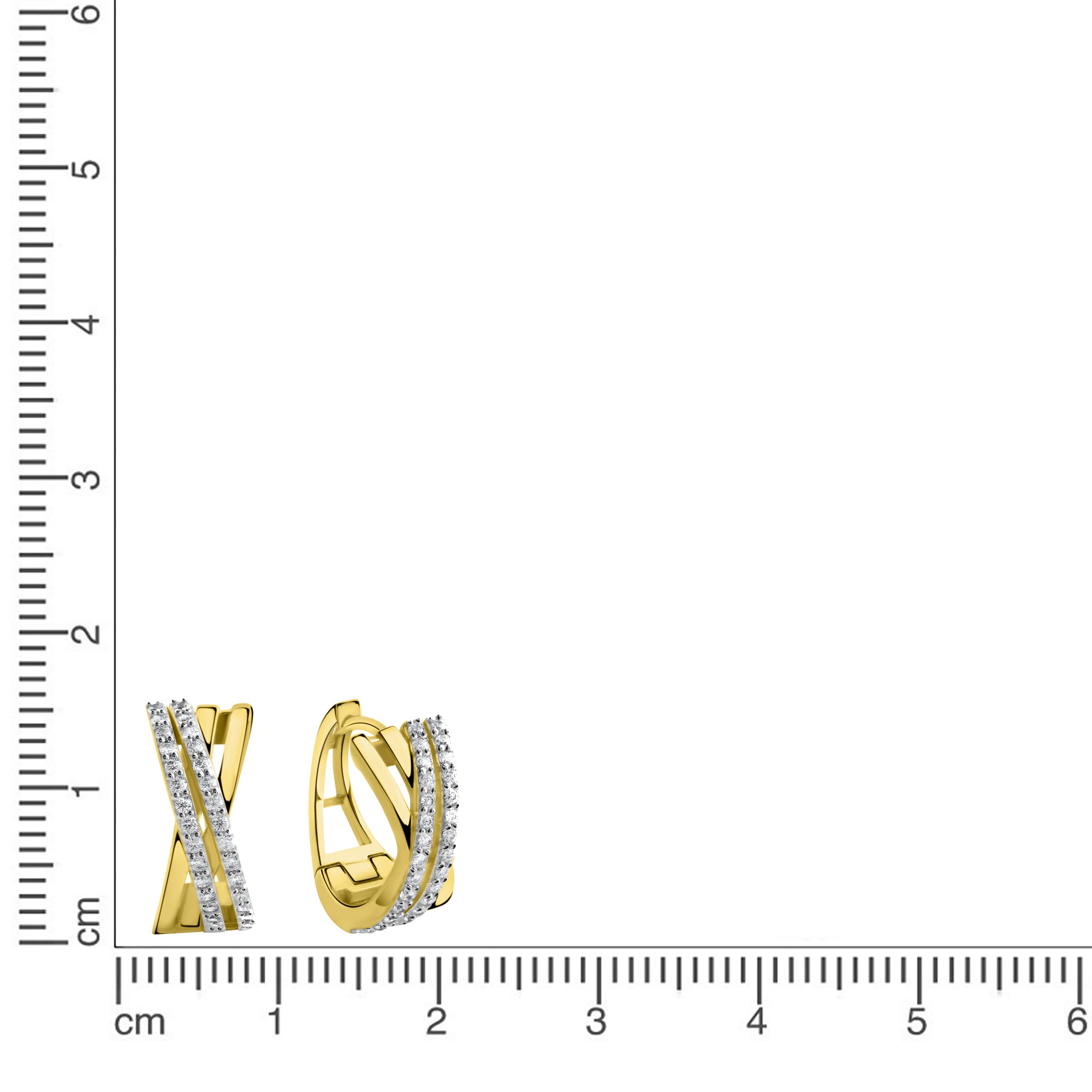 Creolen 375/- Gelbgold bicolor glanz Zirkonia