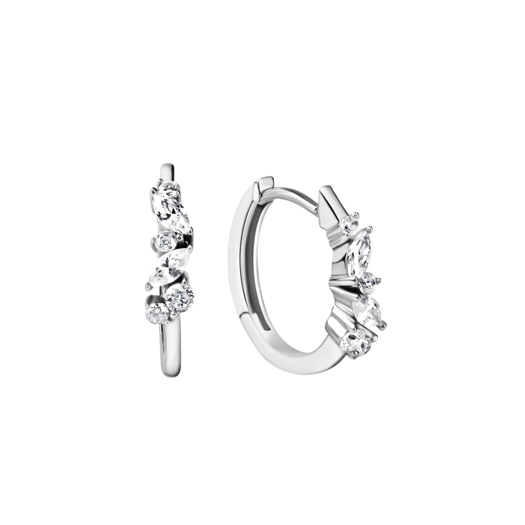Creolen 375/- Weißgold glanz Zirkonia
