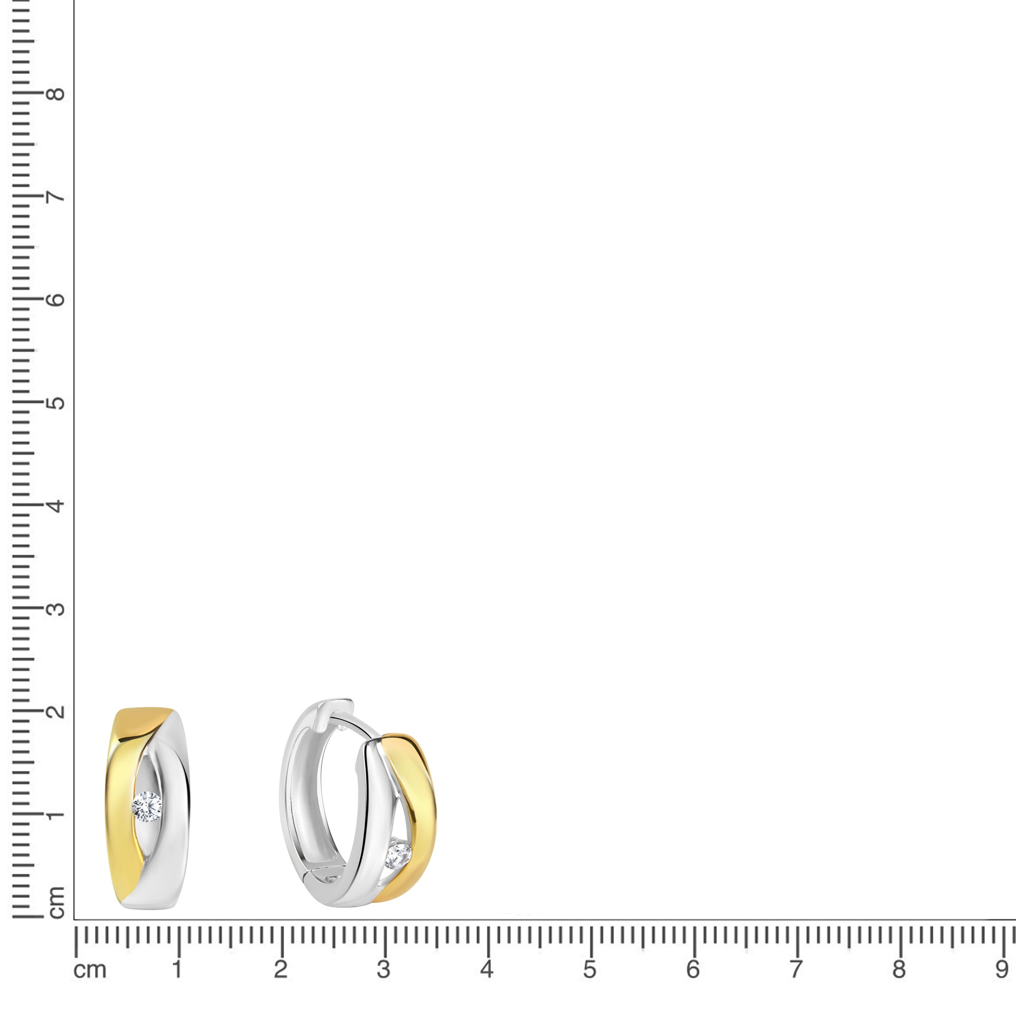 Creolen 925/- Sterling Silber rhodiniert/vergoldet Zirkonia