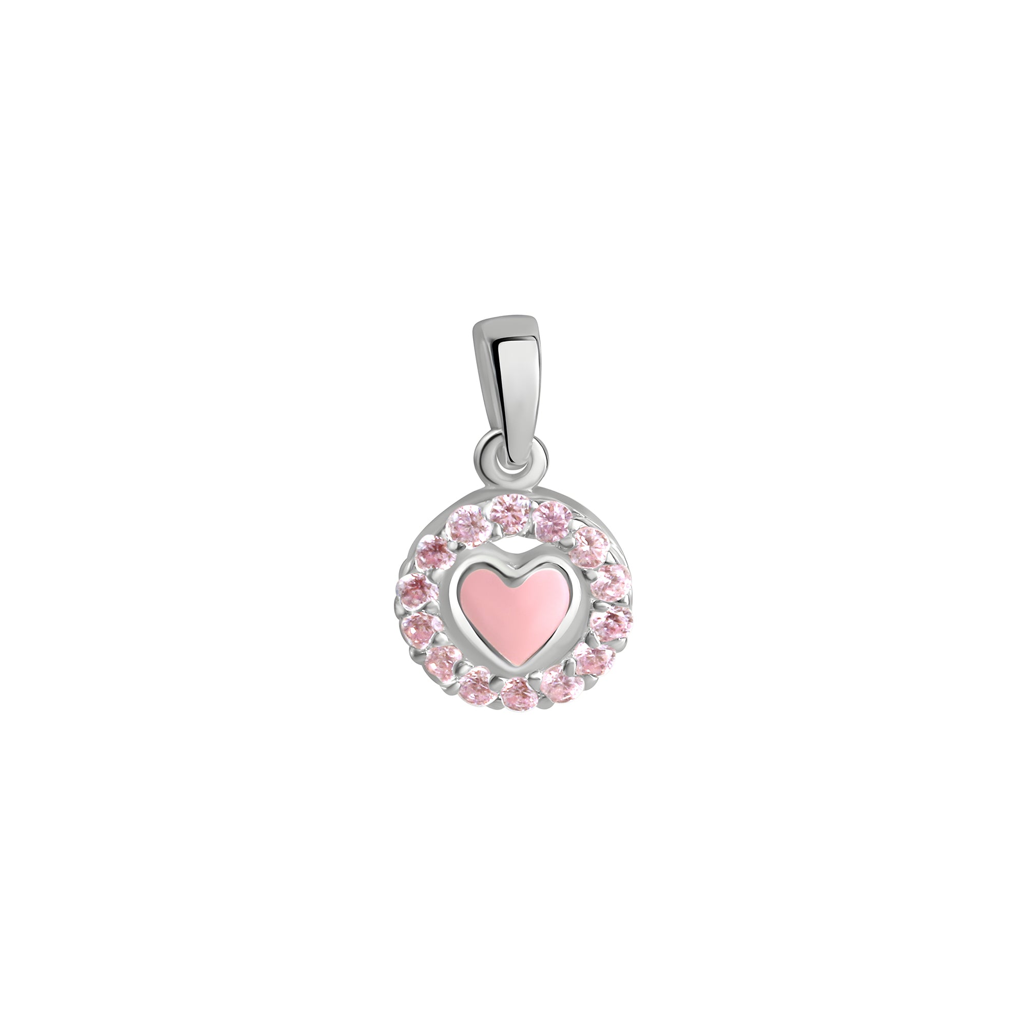 Anhänger 925/- Sterling Silber rhodiniert Herz pink Zirkonia