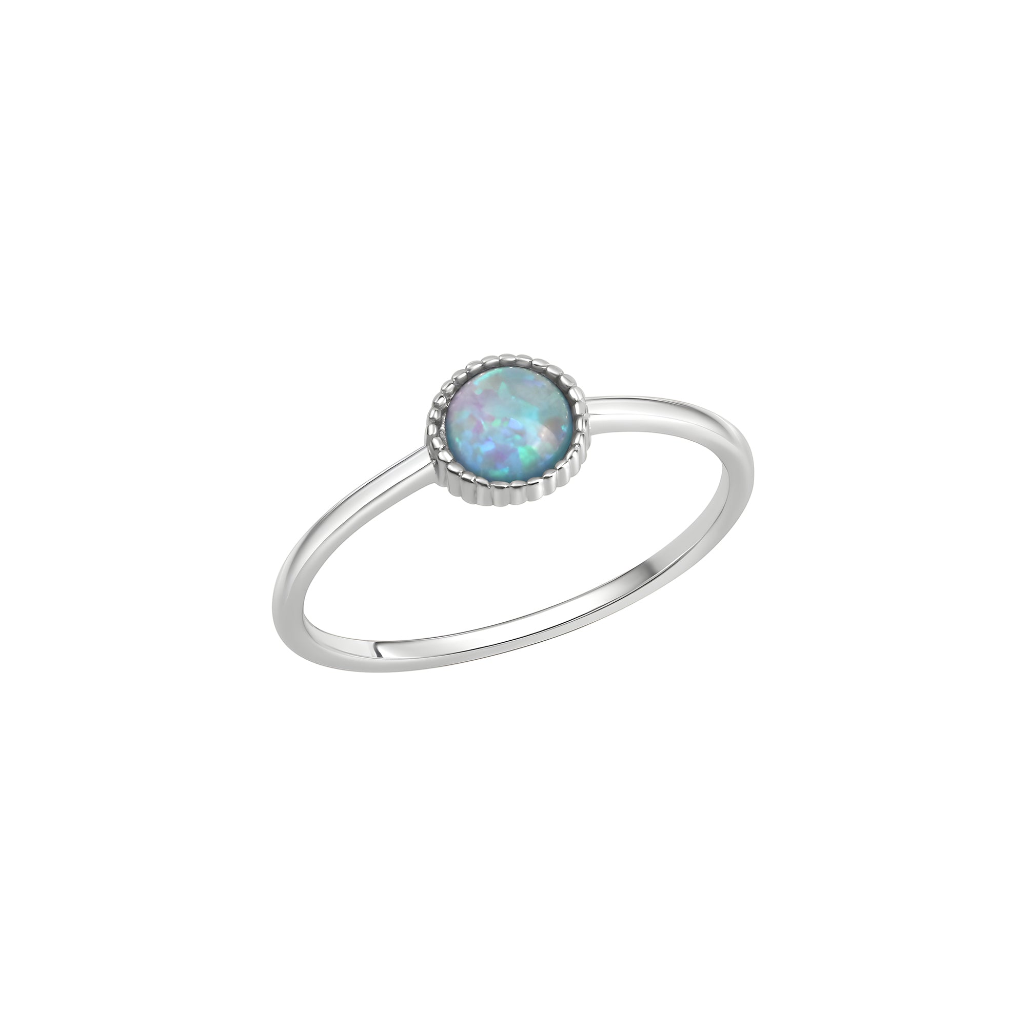Ring 925/- Sterling Silber rhodiniert Synth. Opal