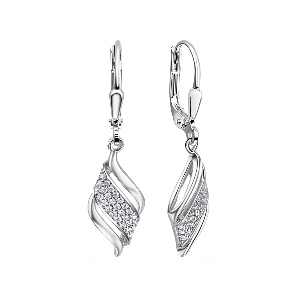 Ohrhänger 925/- Sterling Silber rhodiniert Zirkonia