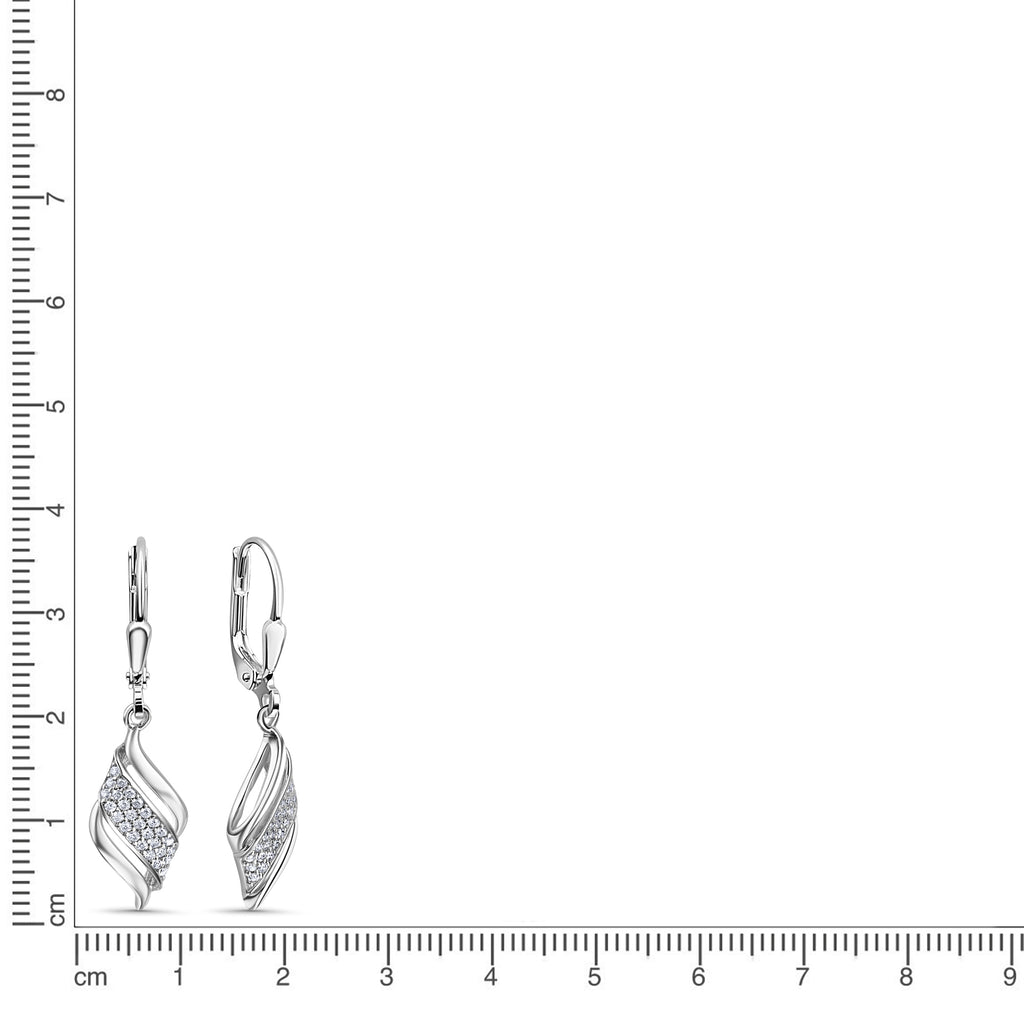Ohrhänger 925/- Sterling Silber rhodiniert Zirkonia