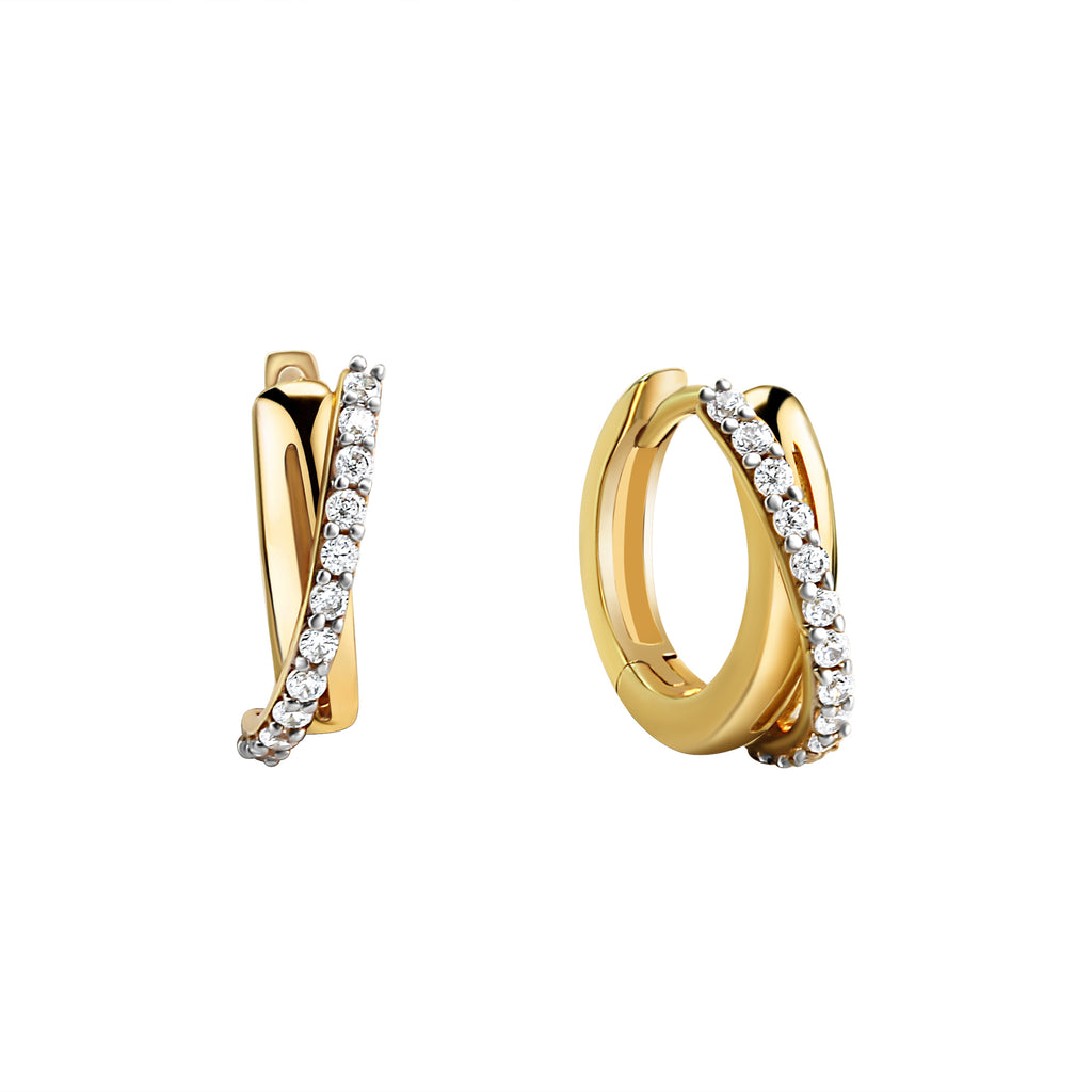 Klappcreolen 375/- Gelbgold bicolor Zirkonia