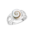Ring 925/- Sterling Silber rhodiniert weiße Muschel