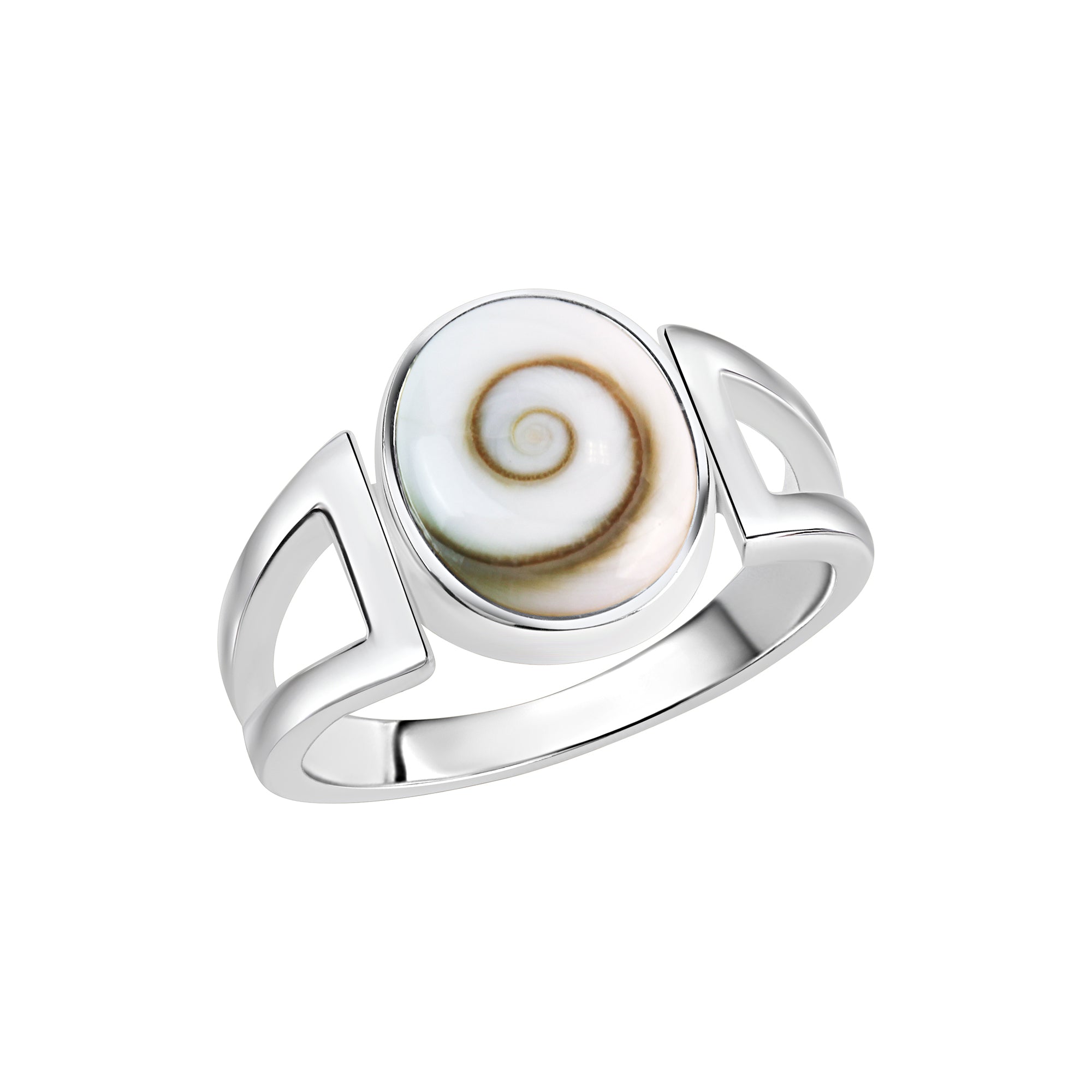 Ring 925/- Sterling Silber rhodiniert weiße Muschel