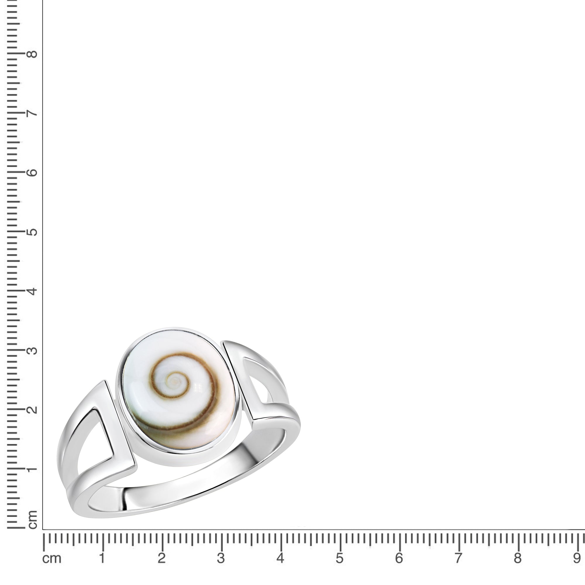 Ring 925/- Sterling Silber rhodiniert weiße Muschel