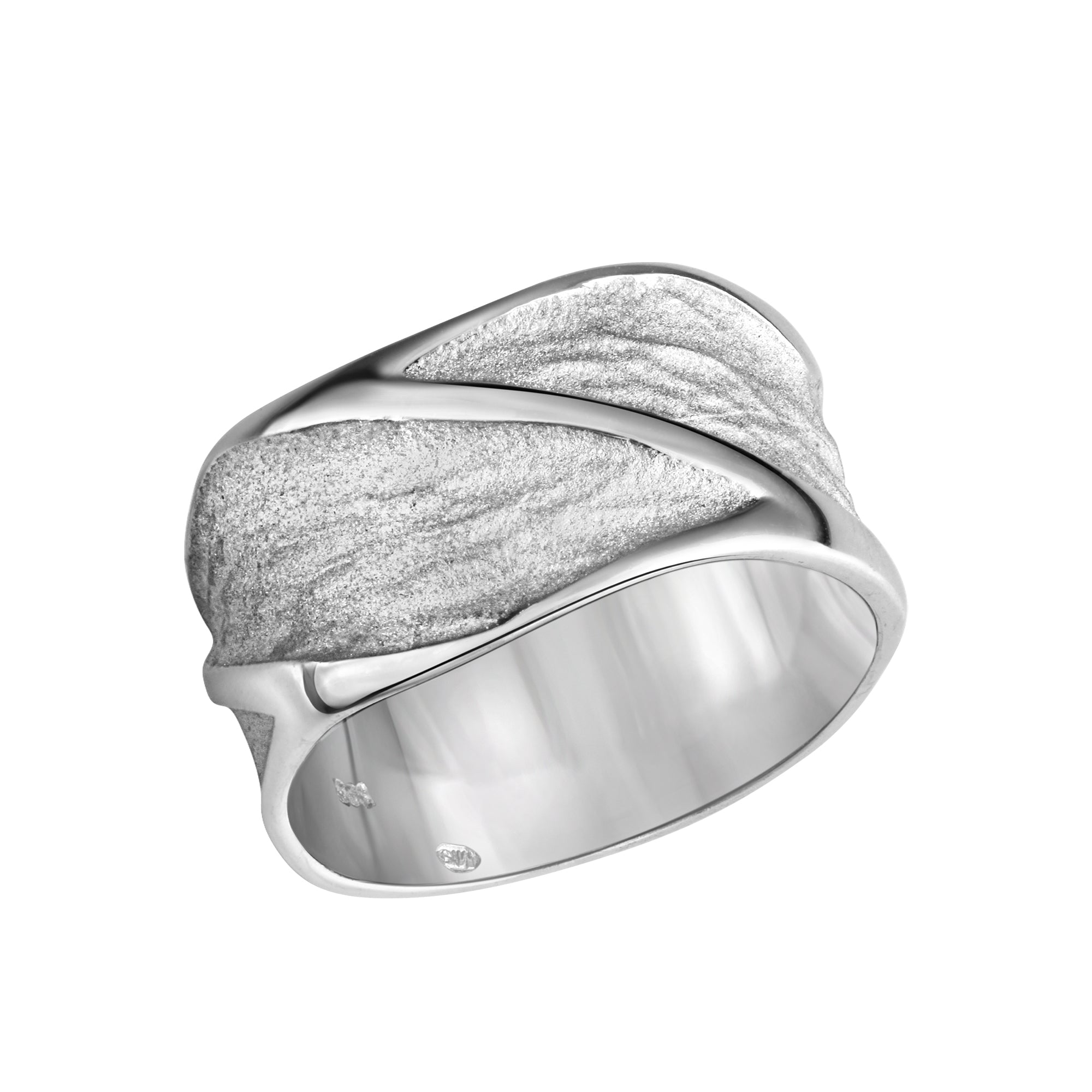 Ring 925/- Sterling Silber rhodiniert matt/glanz