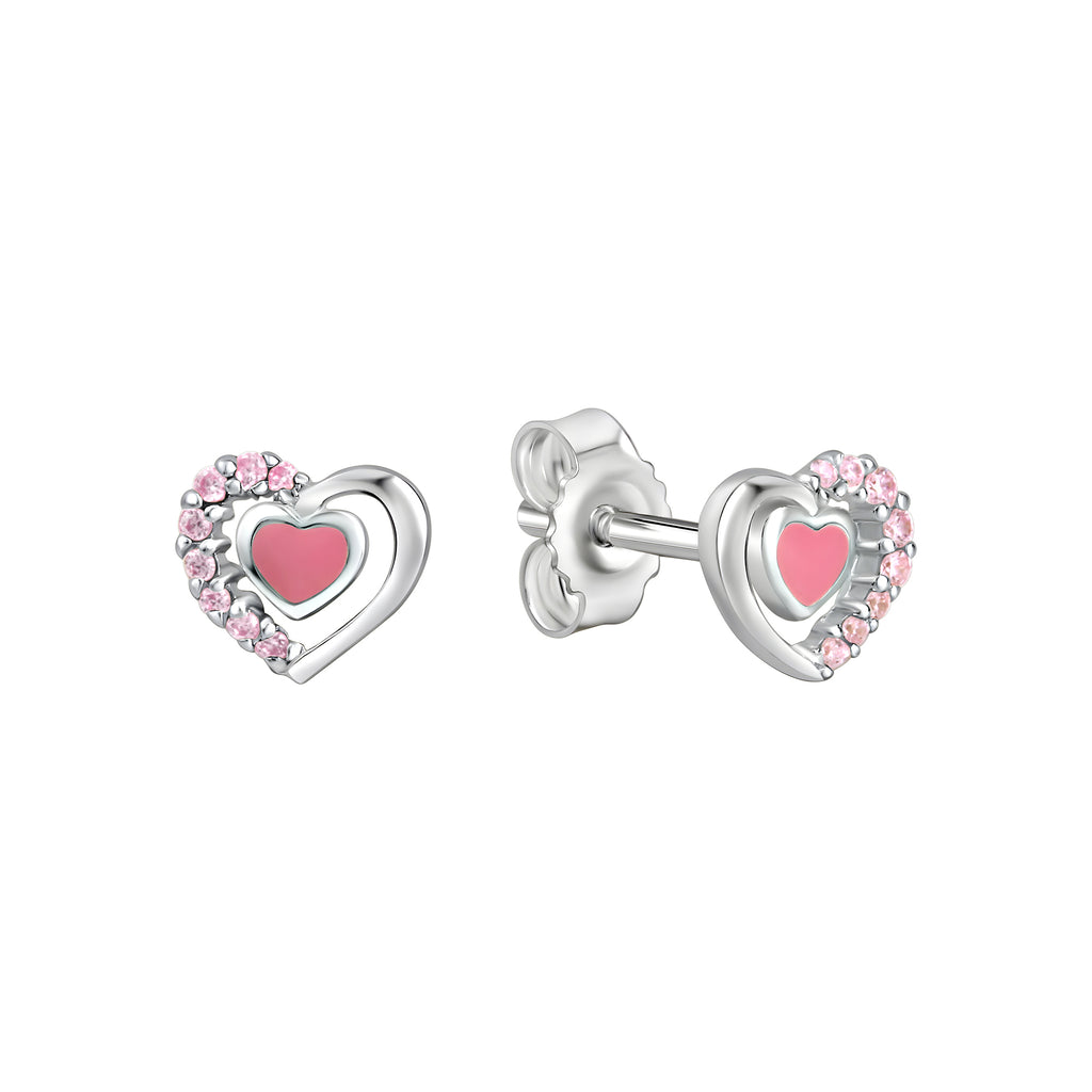 Ohrstecker 925/- Sterling Silber rhodiniert Herz Zirkonia