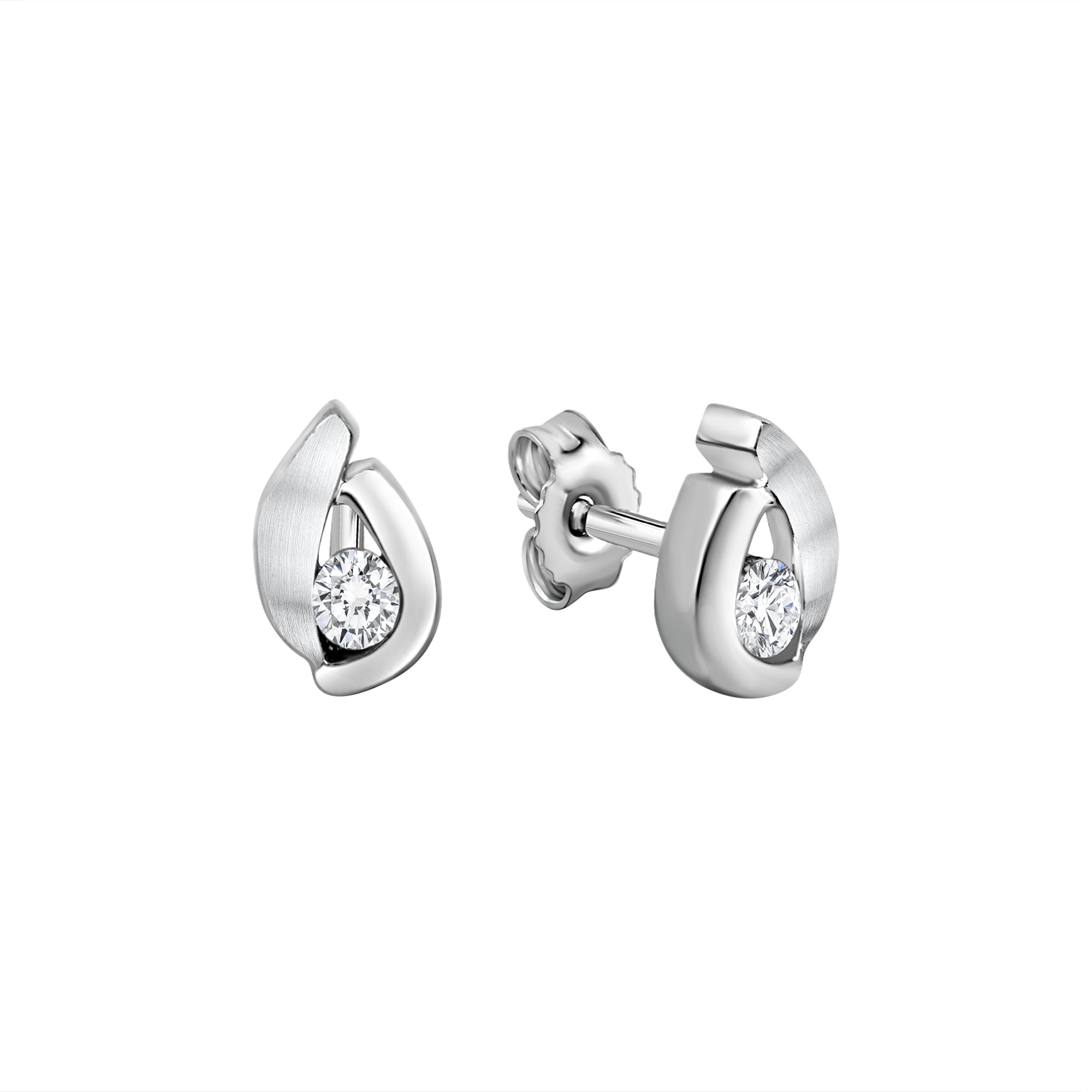 Ohrstecker 925/- Sterling Silber rhodiniert glanz/matt Zirkonia