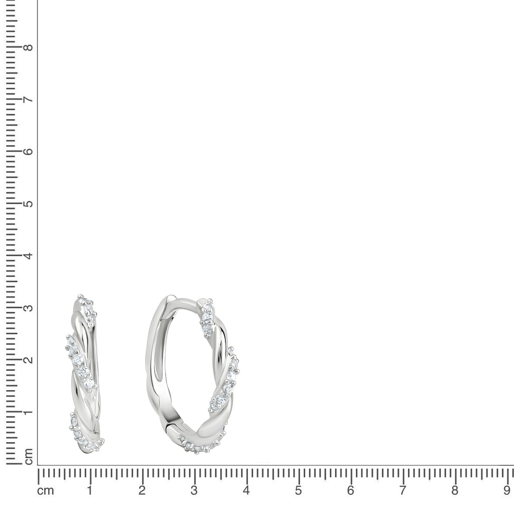 Creolen 925/- Sterling Silber rhodiniert glanz Zirkonia