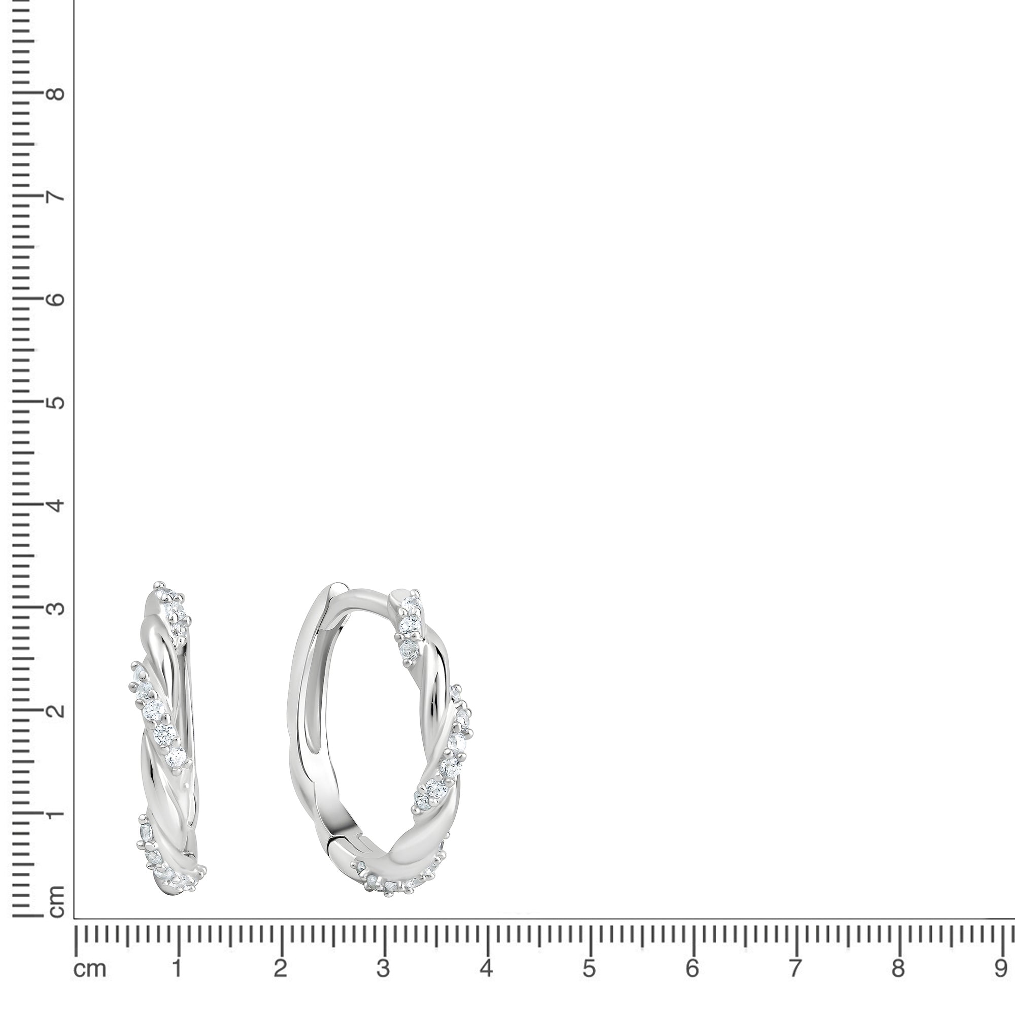 Creolen 925/- Sterling Silber rhodiniert glanz Zirkonia