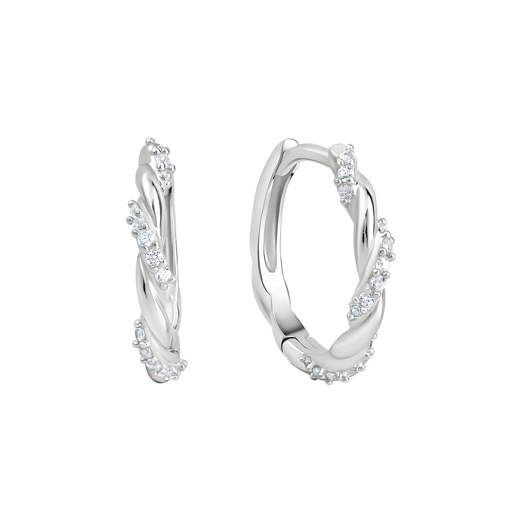 Creolen 925/- Sterling Silber rhodiniert glanz Zirkonia
