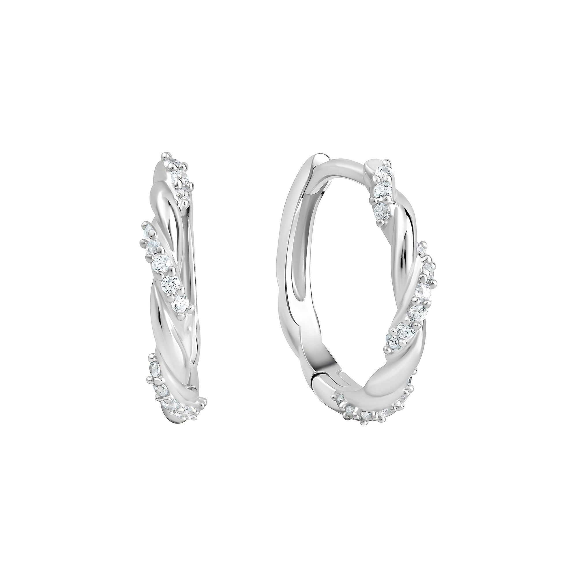 Creolen 925/- Sterling Silber rhodiniert glanz Zirkonia