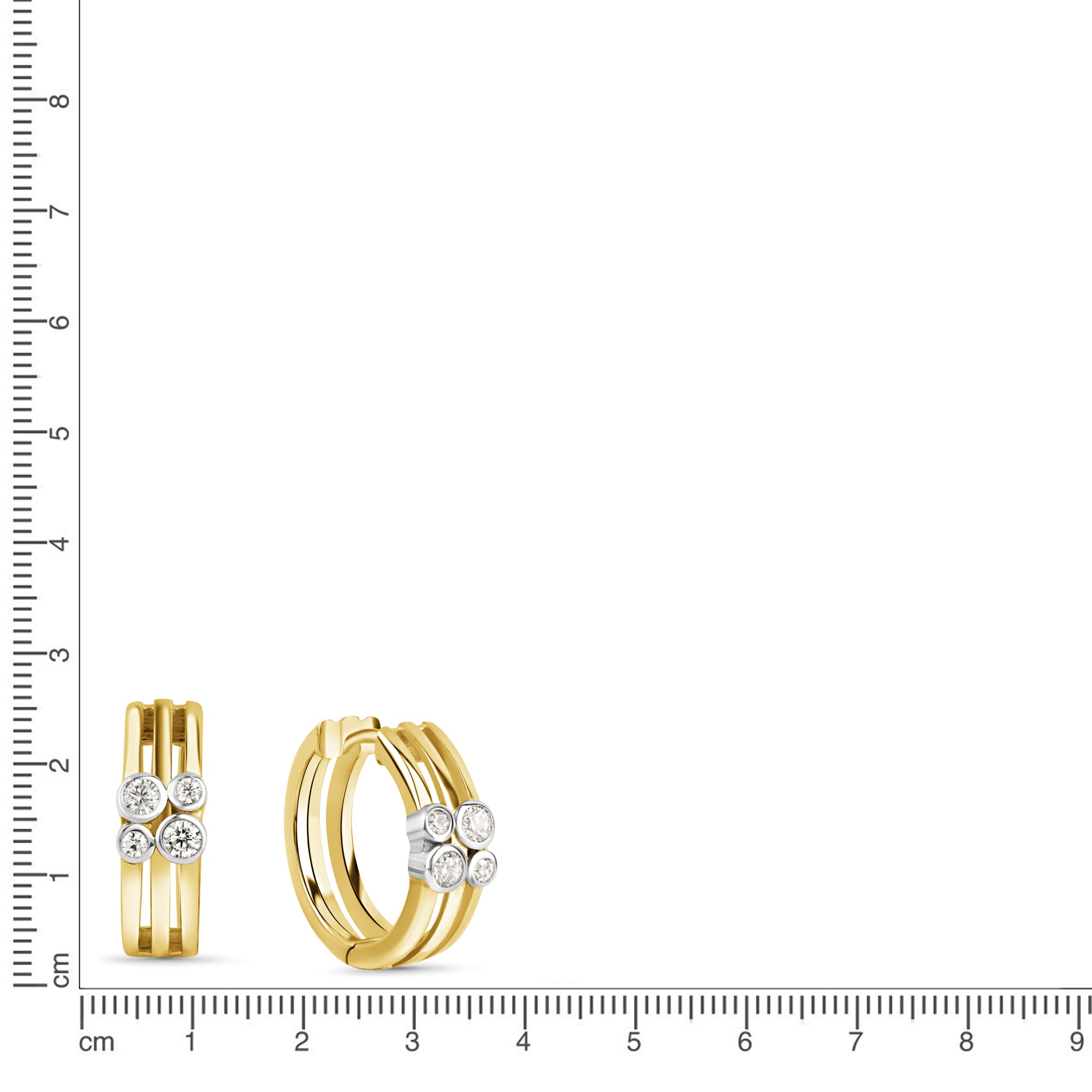 Creolen 925/- Sterling Silber vergoldet Steinsitz rhodiniert Zirkonia
