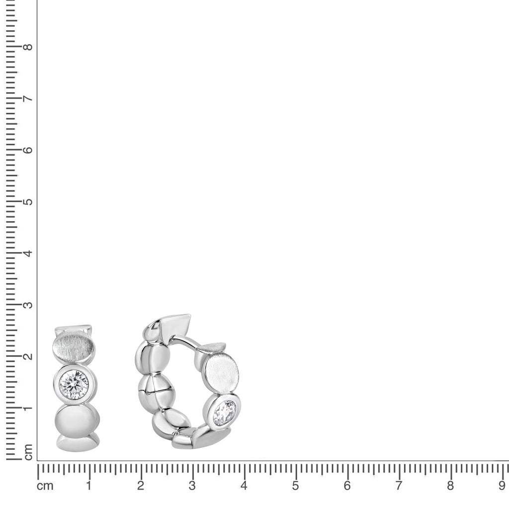 Creolen 925/- Sterling Silber rhodiniert glanz/matt Zirkonia