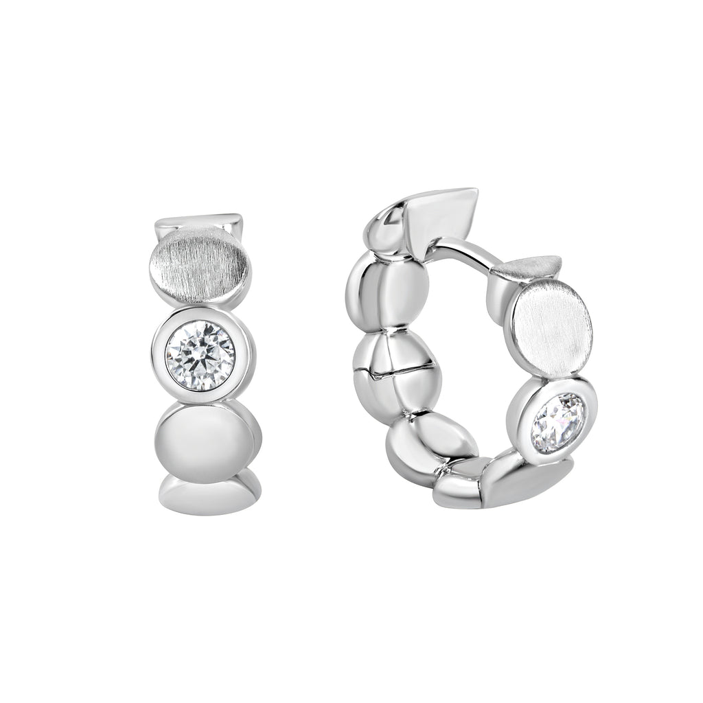 Creolen 925/- Sterling Silber rhodiniert glanz/matt Zirkonia