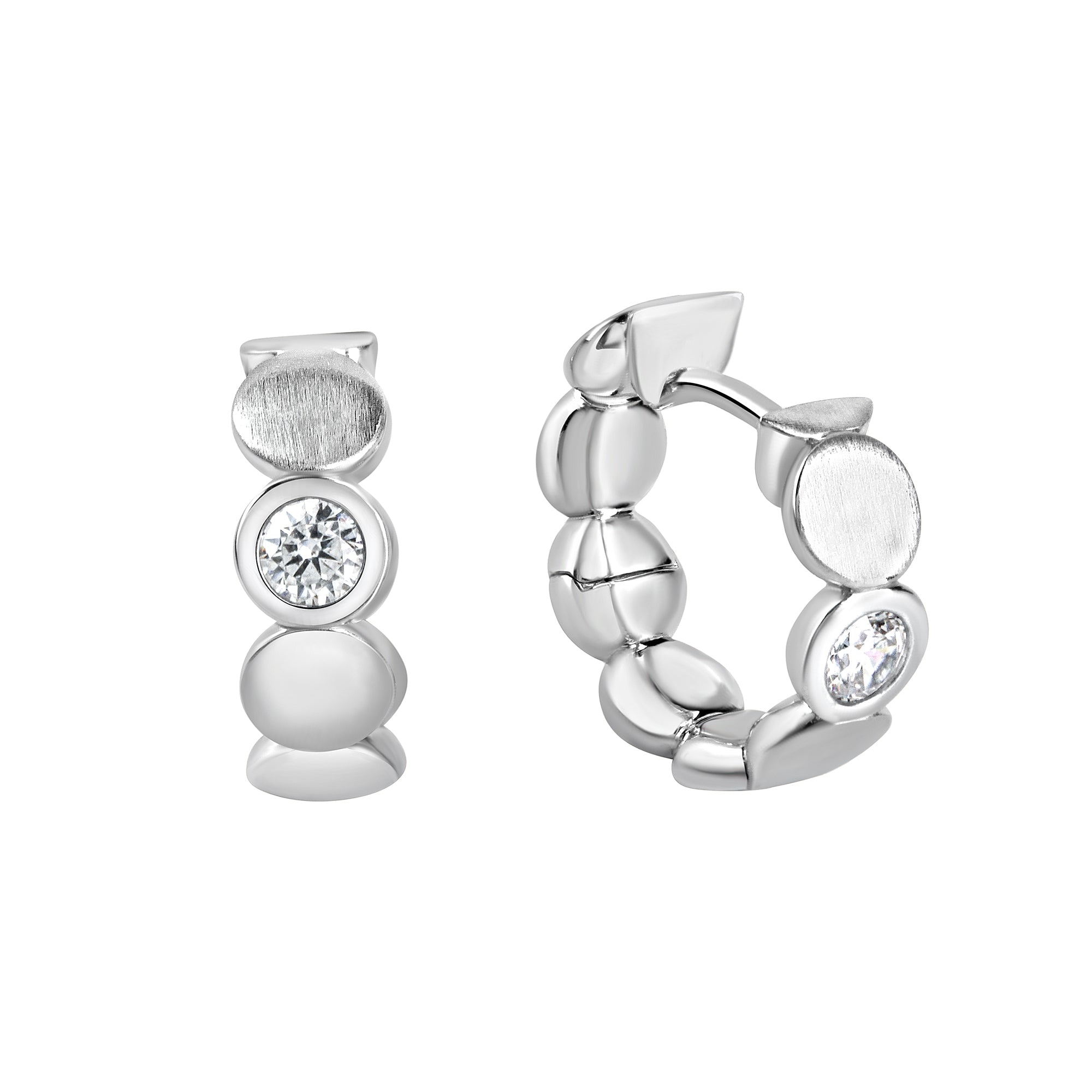Creolen 925/- Sterling Silber rhodiniert glanz/matt Zirkonia