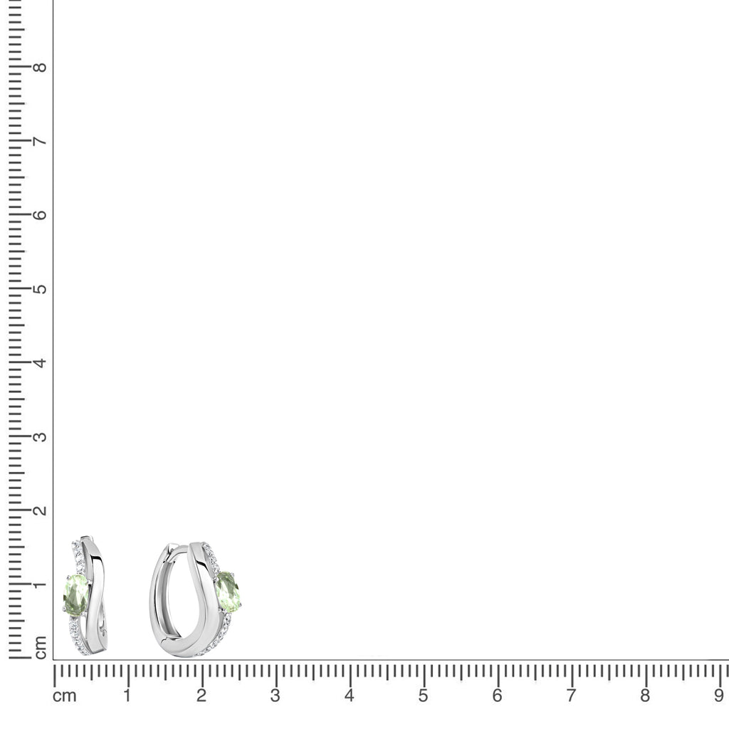 Creolen 925/- Sterling Silber rhodiniert Glas mint