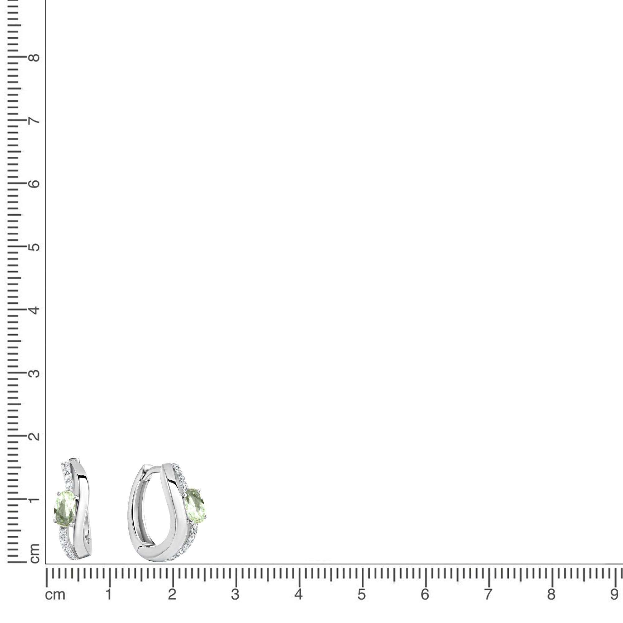 Creolen 925/- Sterling Silber rhodiniert Glas mint