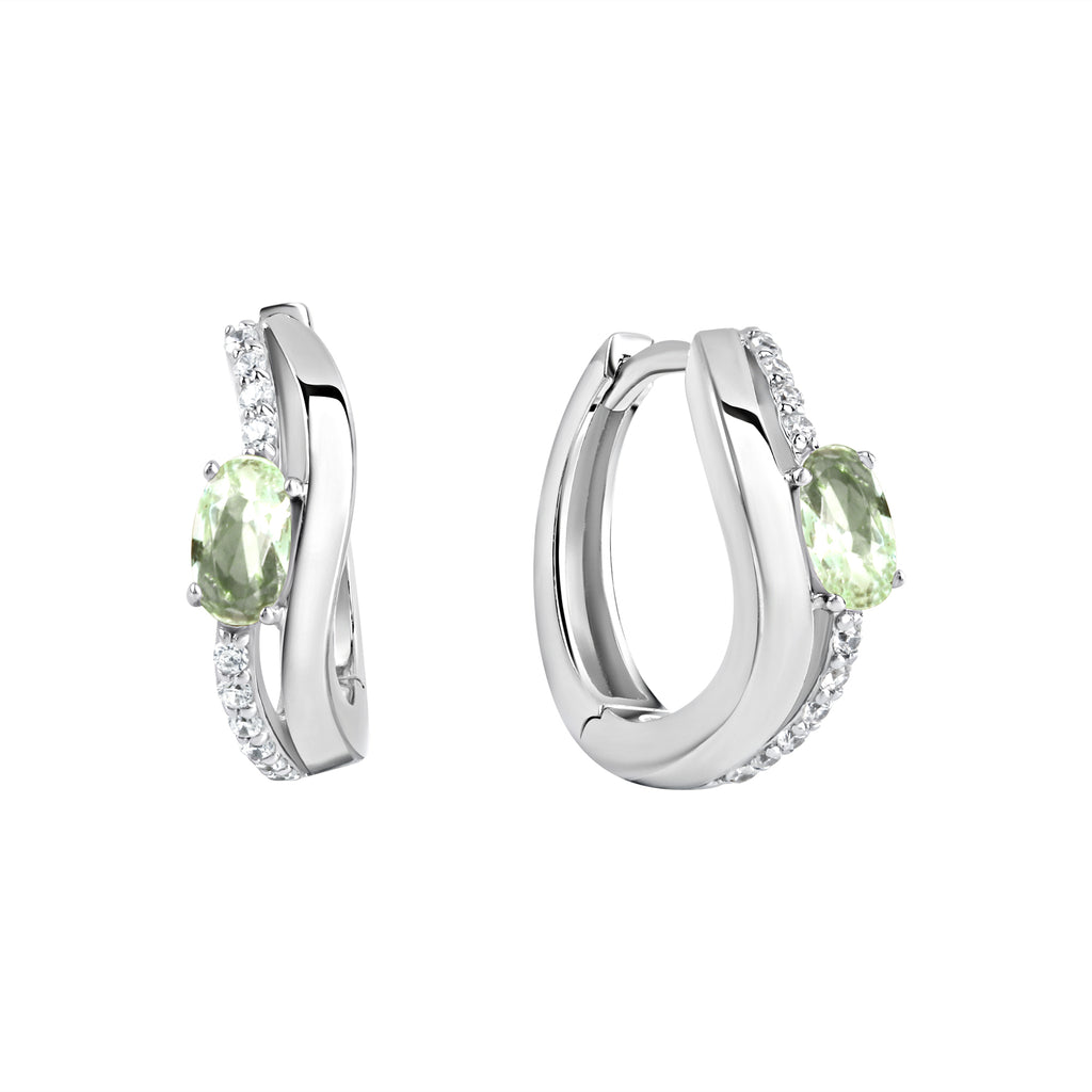Creolen 925/- Sterling Silber rhodiniert Glas mint