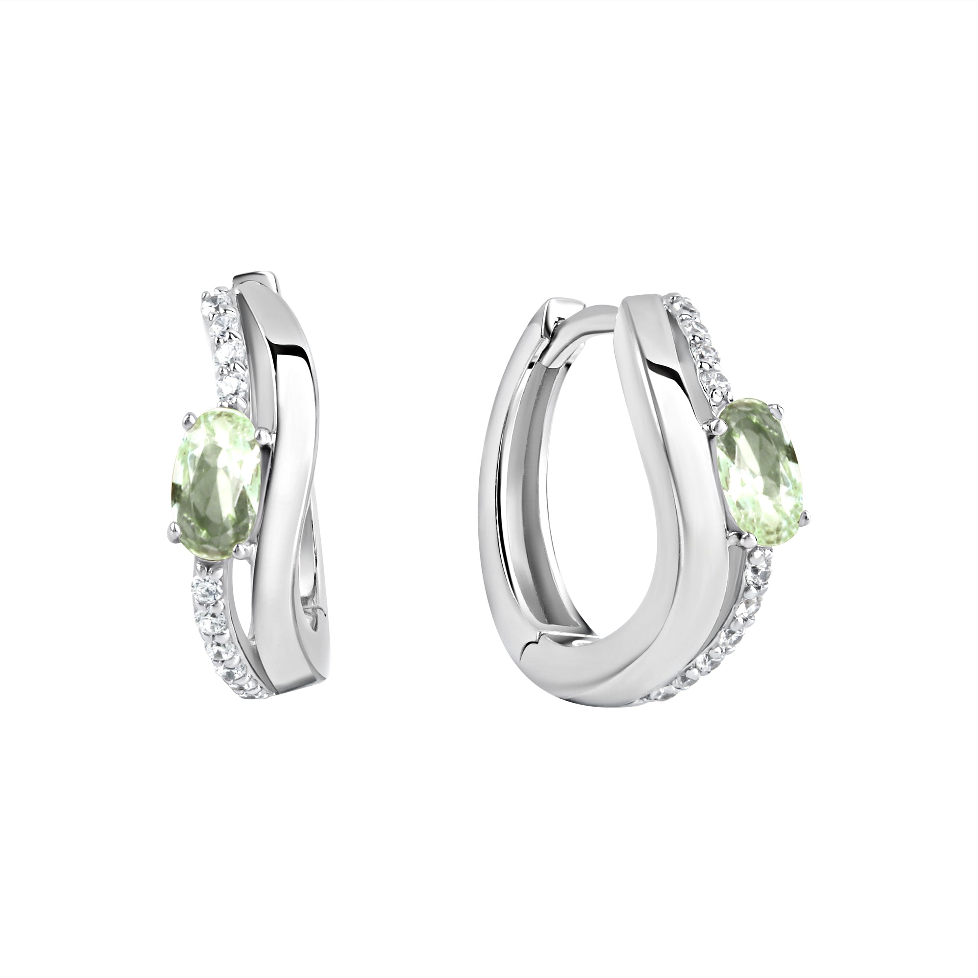 Creolen 925/- Sterling Silber rhodiniert Glas mint