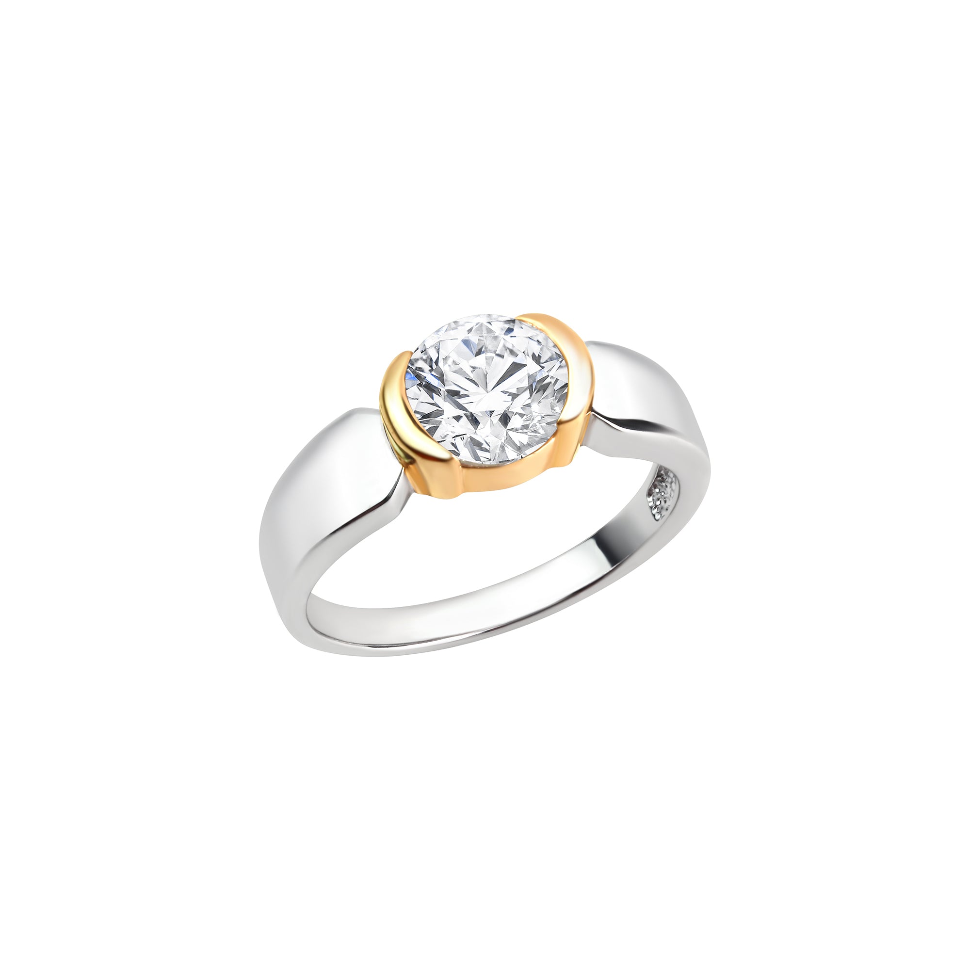 Ring 925/- Sterling Silber rhodiniert bicolor Zirkonia