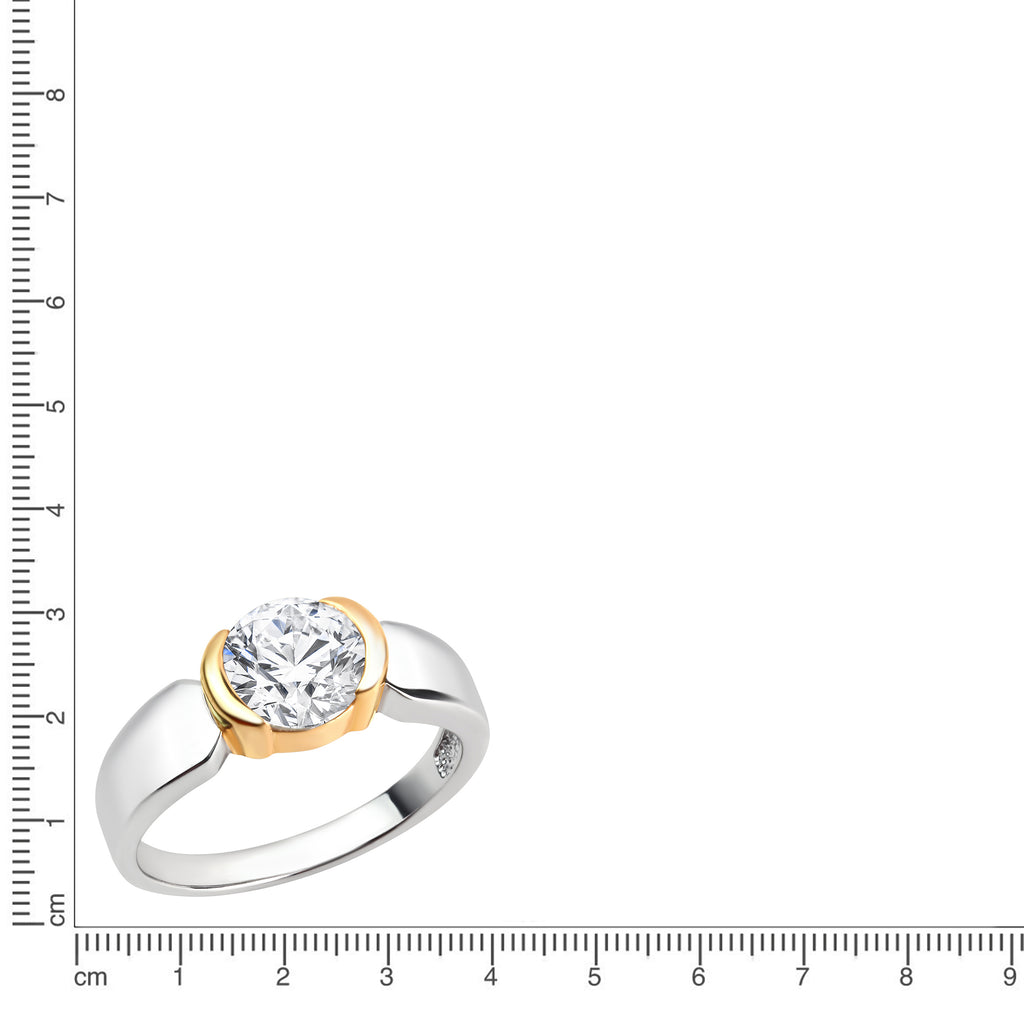 Ring 925/- Sterling Silber rhodiniert bicolor Zirkonia