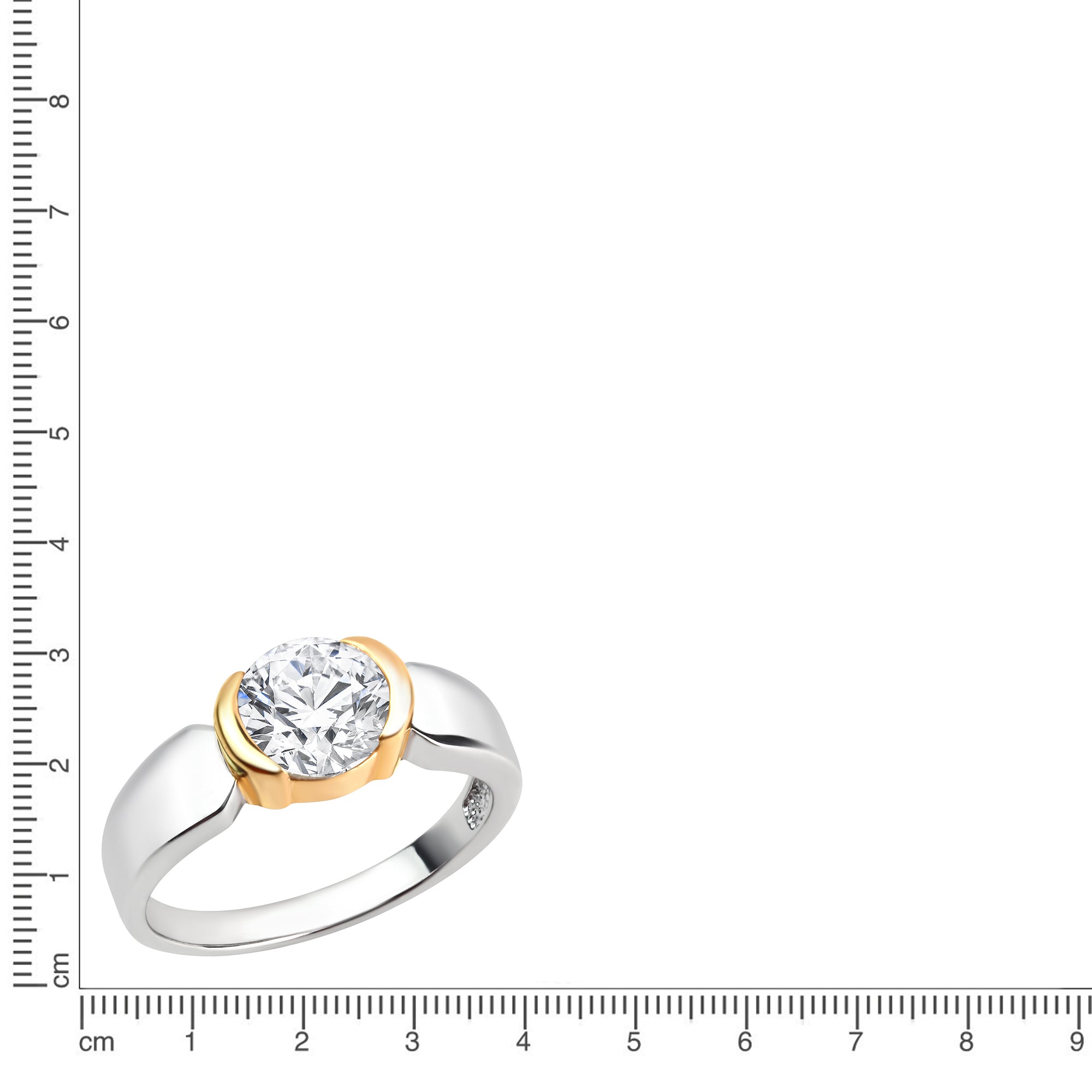 Ring 925/- Sterling Silber rhodiniert bicolor Zirkonia