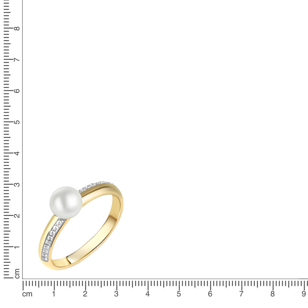 Ring 375/- Gelbgold bicolor Zirkonia und Perle