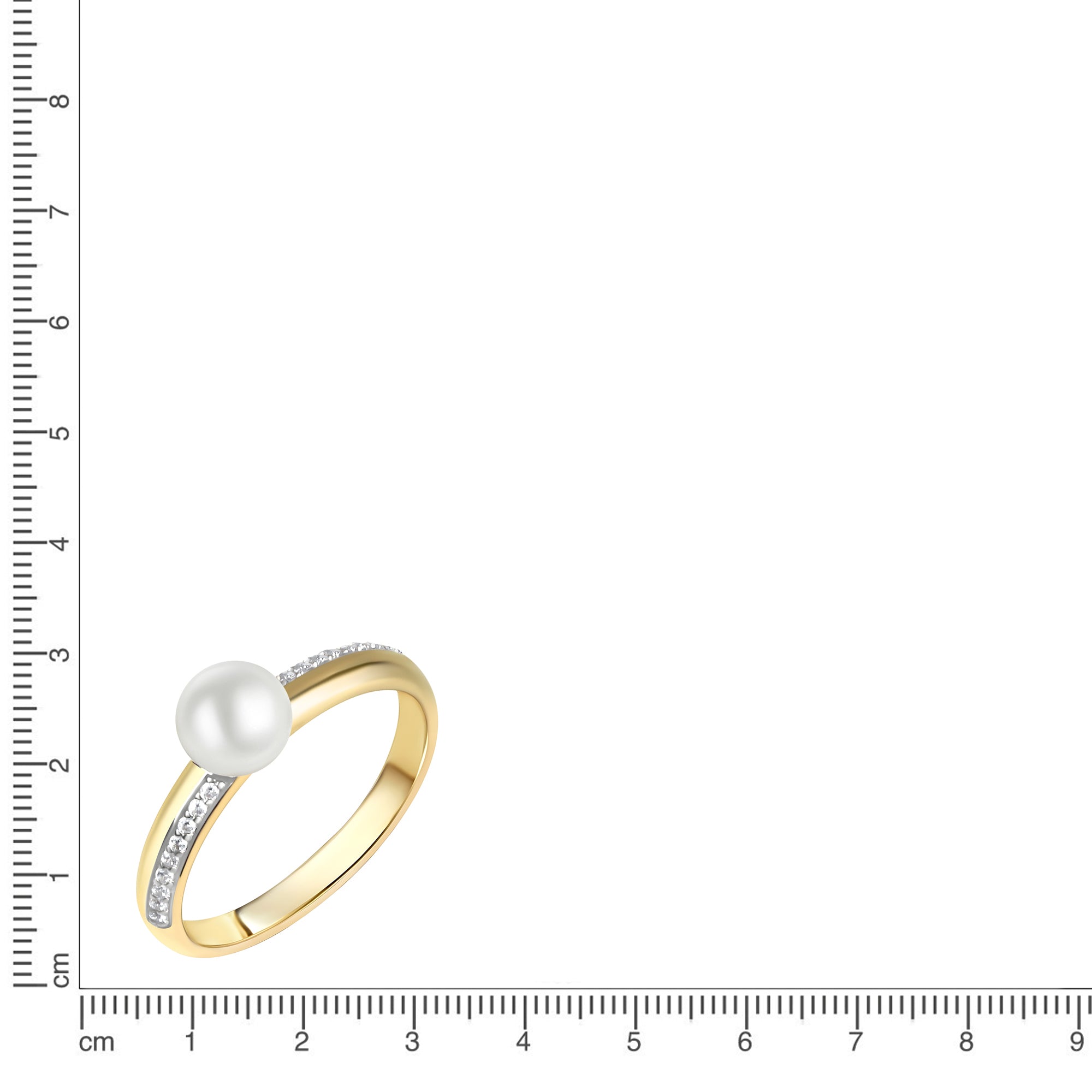 Ring 375/- Gelbgold bicolor Zirkonia und Perle