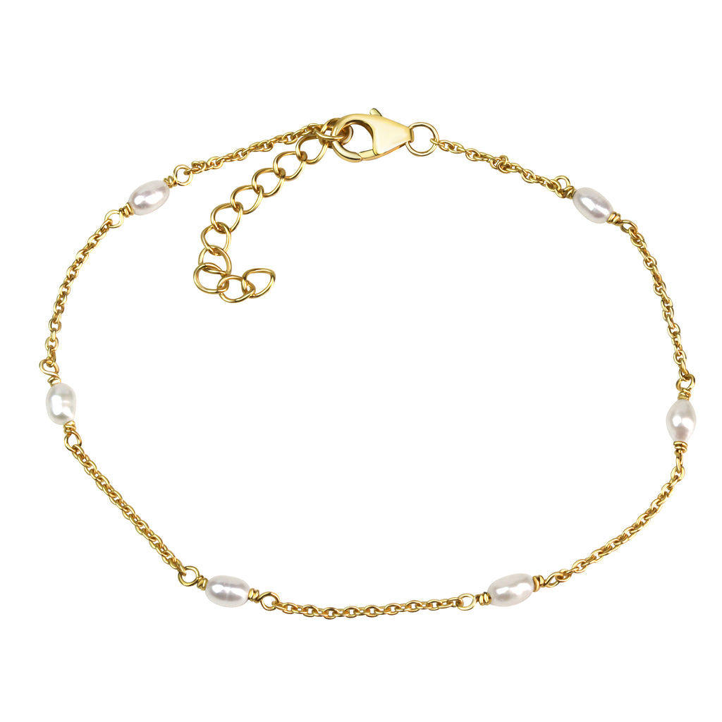 Armband 925/- Sterling Silber vergoldet Perle