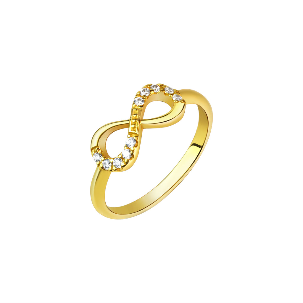 Ring 925/- Sterling Silber vergoldet Infinity Zirkonia
