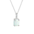 Anhänger mit Kette 925/- Sterling Silber rhodiniert Opal und Zirkonia