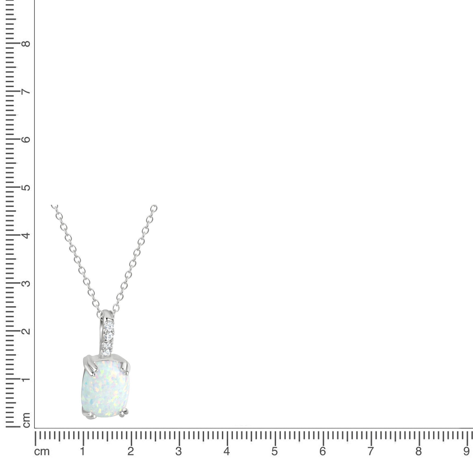 Anhänger mit Kette 925/- Sterling Silber rhodiniert Opal und Zirkonia