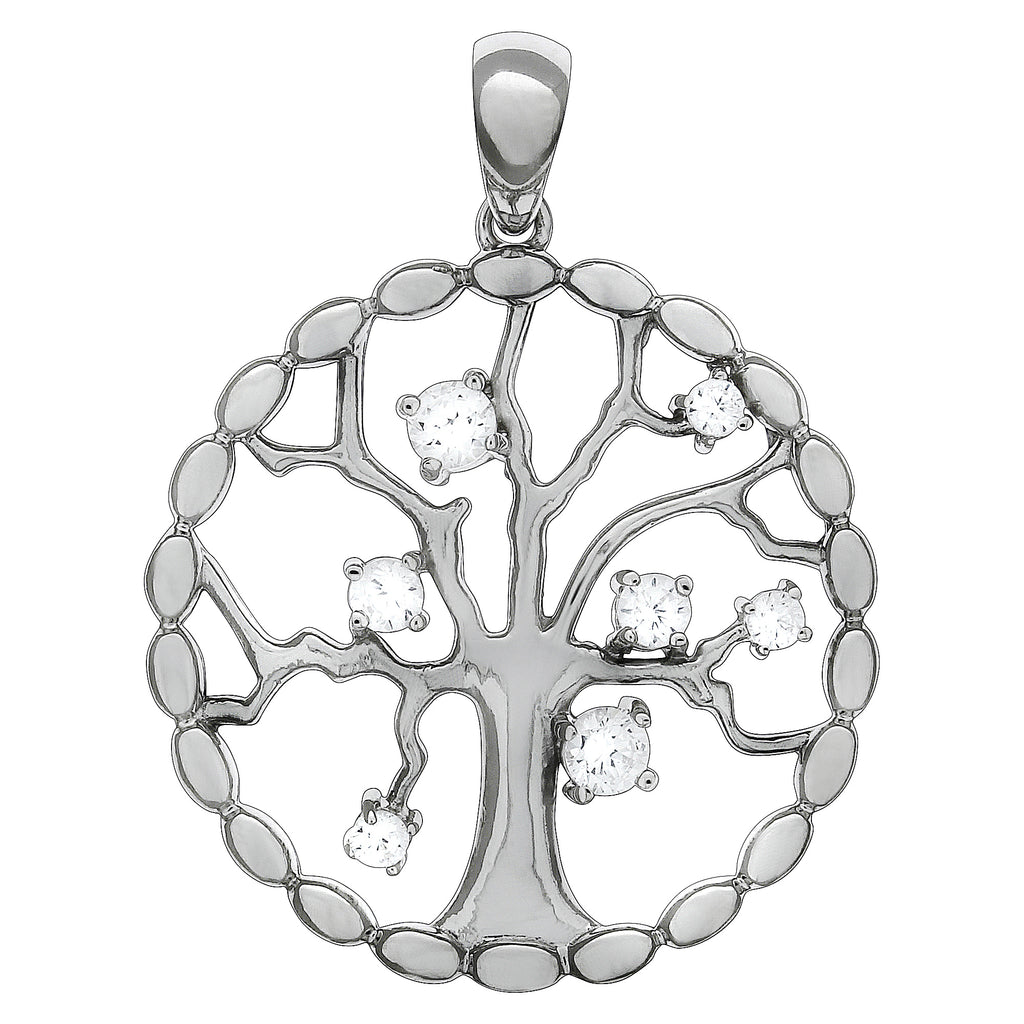 Anhänger 925/- Sterling Silber rhodiniert Lebensbaum Zirkonia