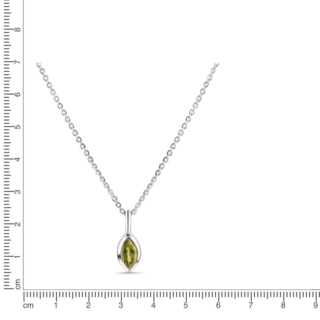 Anhänger mit Kette 925/- Sterling Silber rhodiniert Peridot
